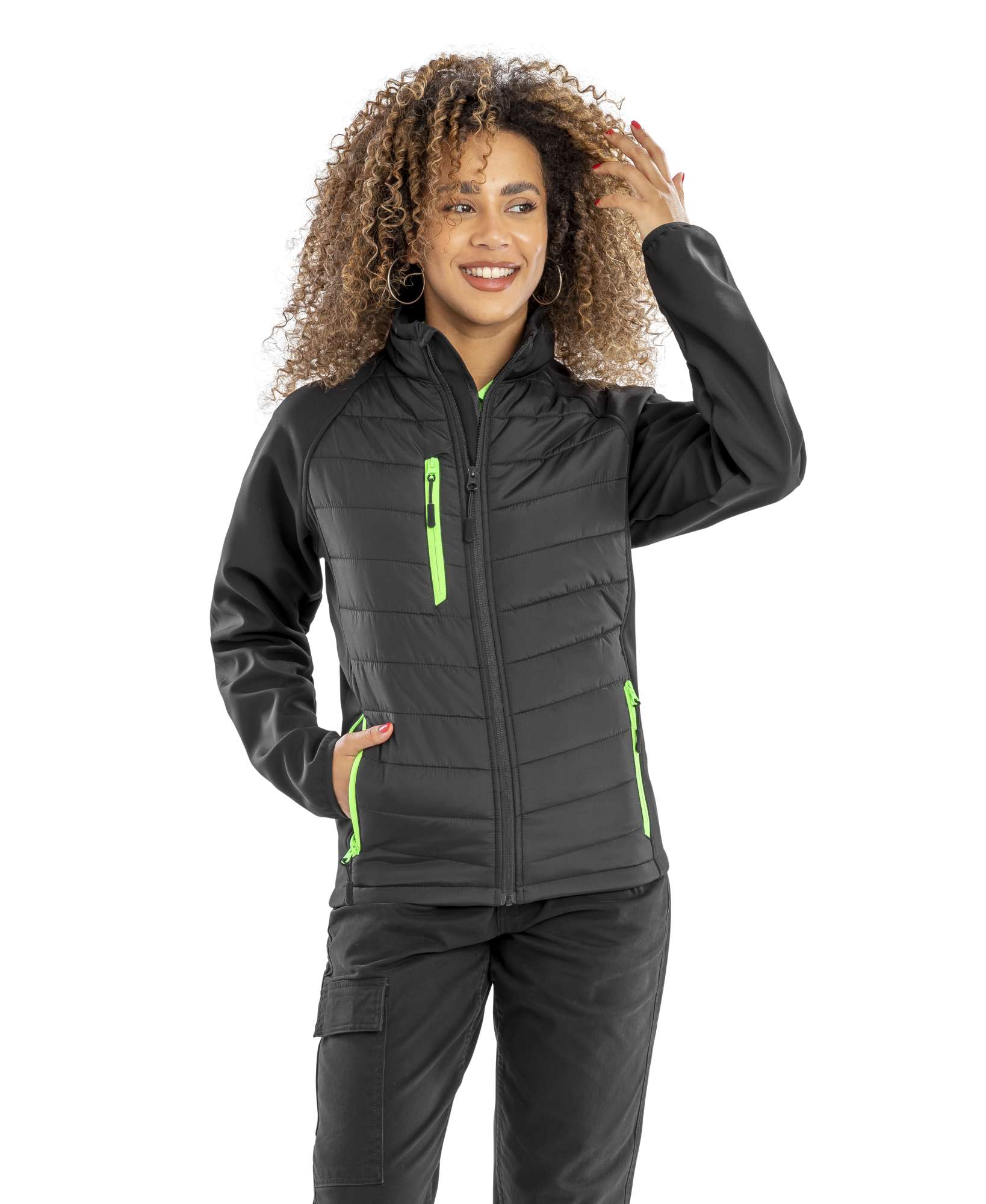 Result Genuine Recycled Recycelte Softshell Jacke mit Stehkragen, Black/Grey L, RT237