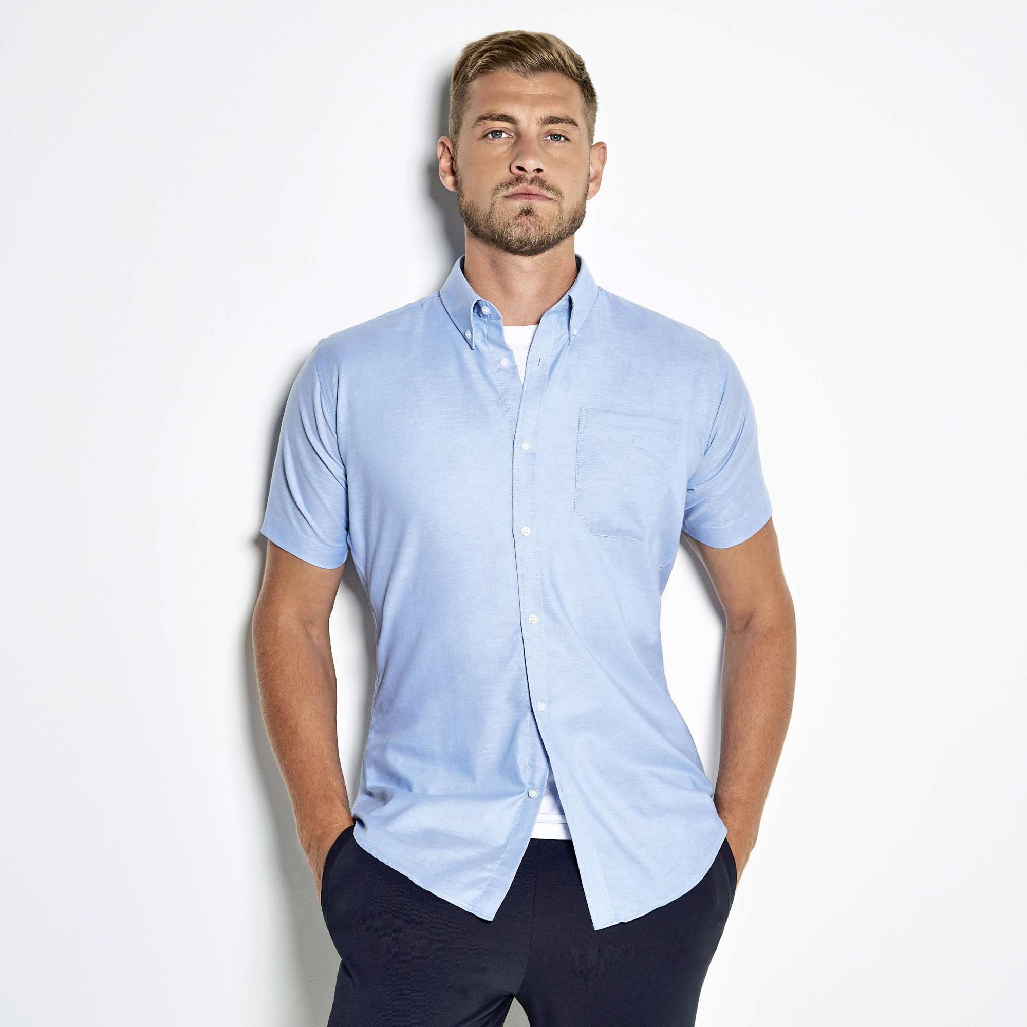 Slim Fit Oxford-Hemd Kurzarm Baumwolle-Polyester