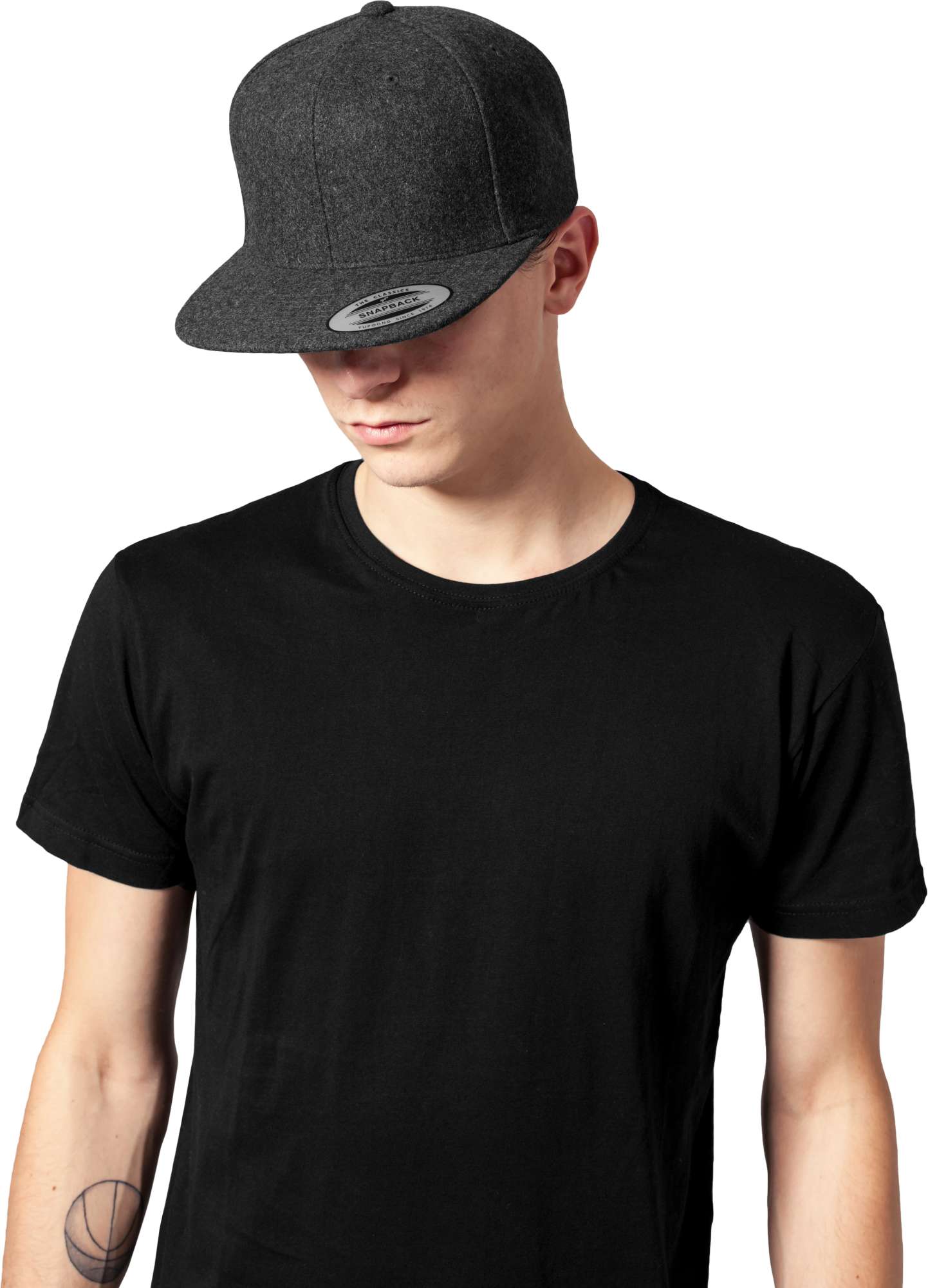Dunkelgraue Melton Woll Snapback Cap