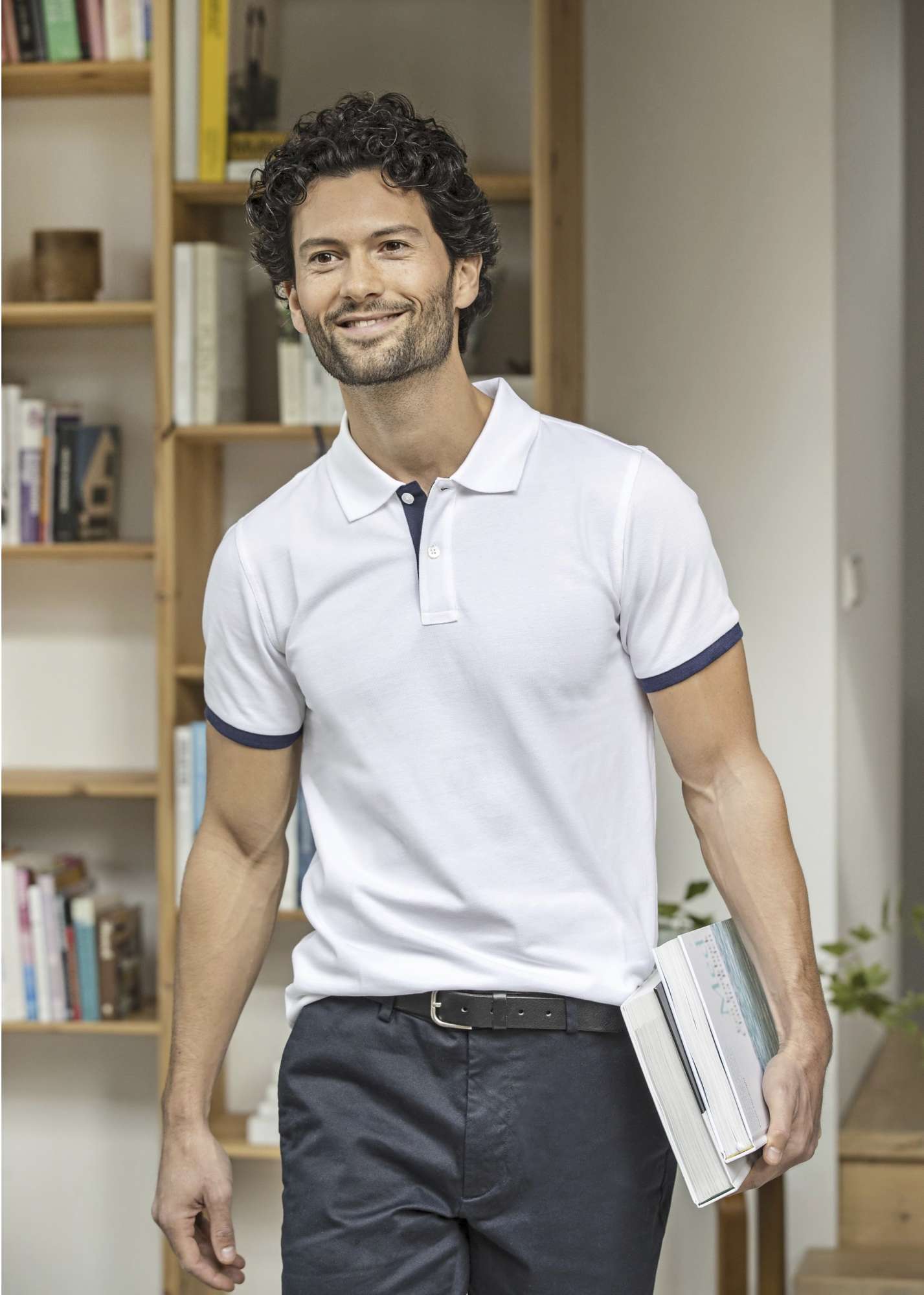 Elevate Life Poloshirt Morgan mit Kontrastdetails für Herren, White/Navy XXL, EL38110