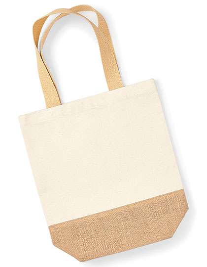 Westford Mill Baumwoll-Canvas Shopper mit Jute-Basis, Natural 24 x 41 x 13 cm, WM450