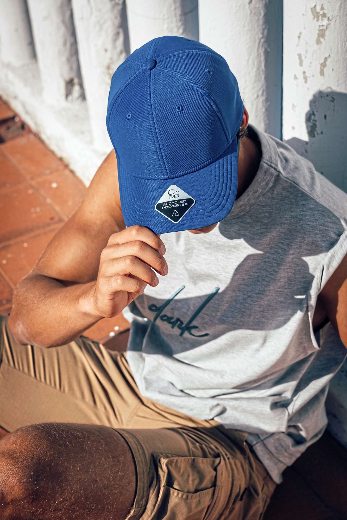 Nachhaltige Sand Cap aus recyceltem Polyester
