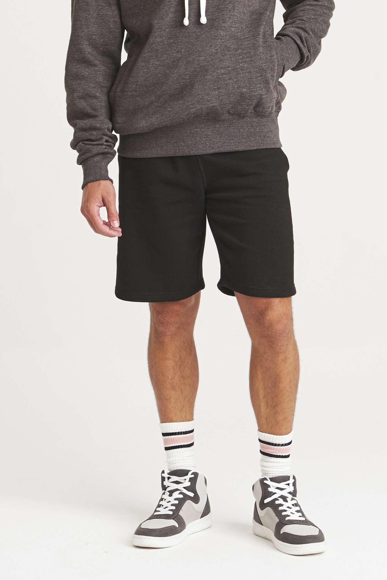 Just Hoods Campus Shorts mit tiefen Bündchen, Heather Grey S, JH080