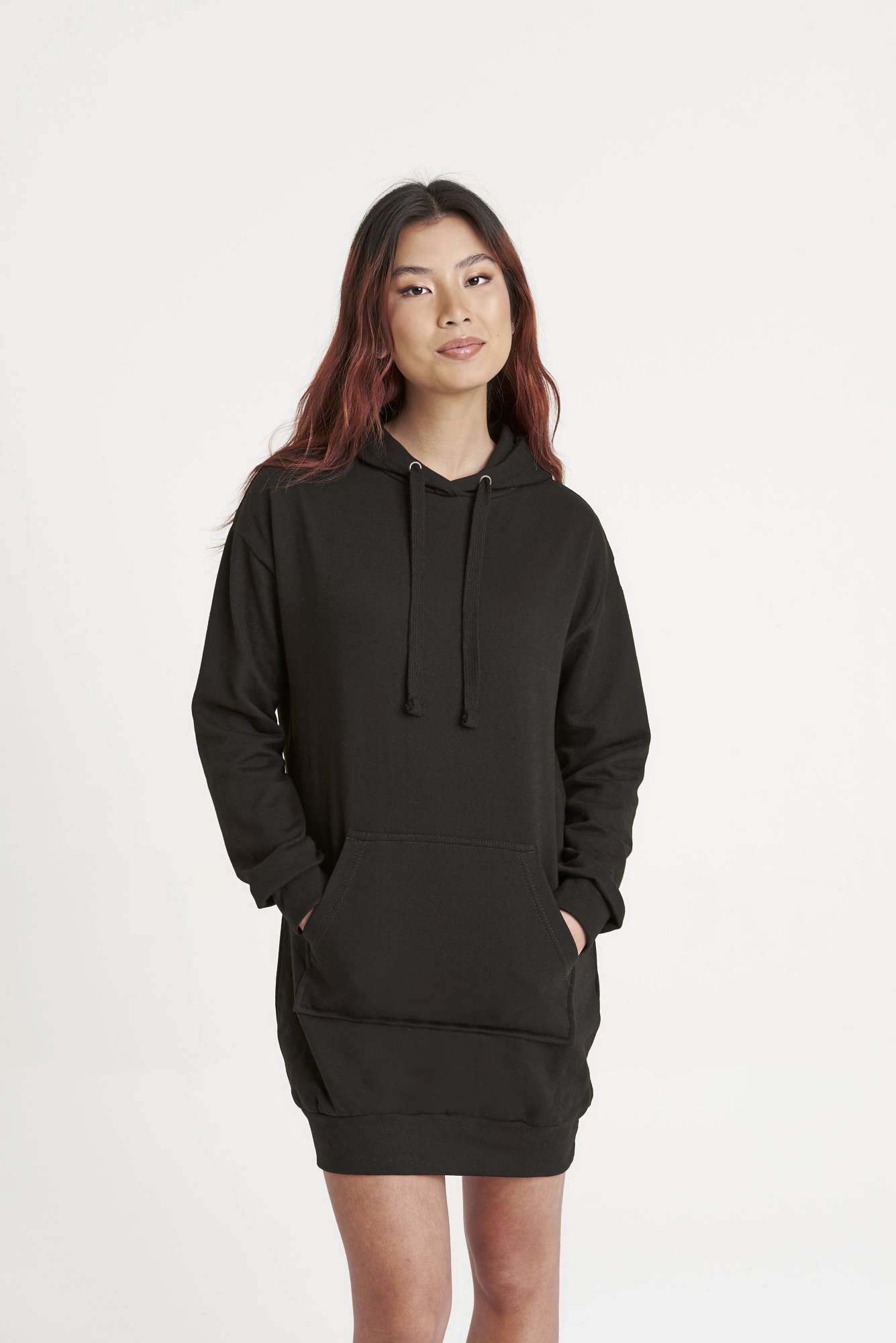 Just Hoods Hoodie Dress mit Kängurutasche und Kapuze, Jet Black XL, JH015