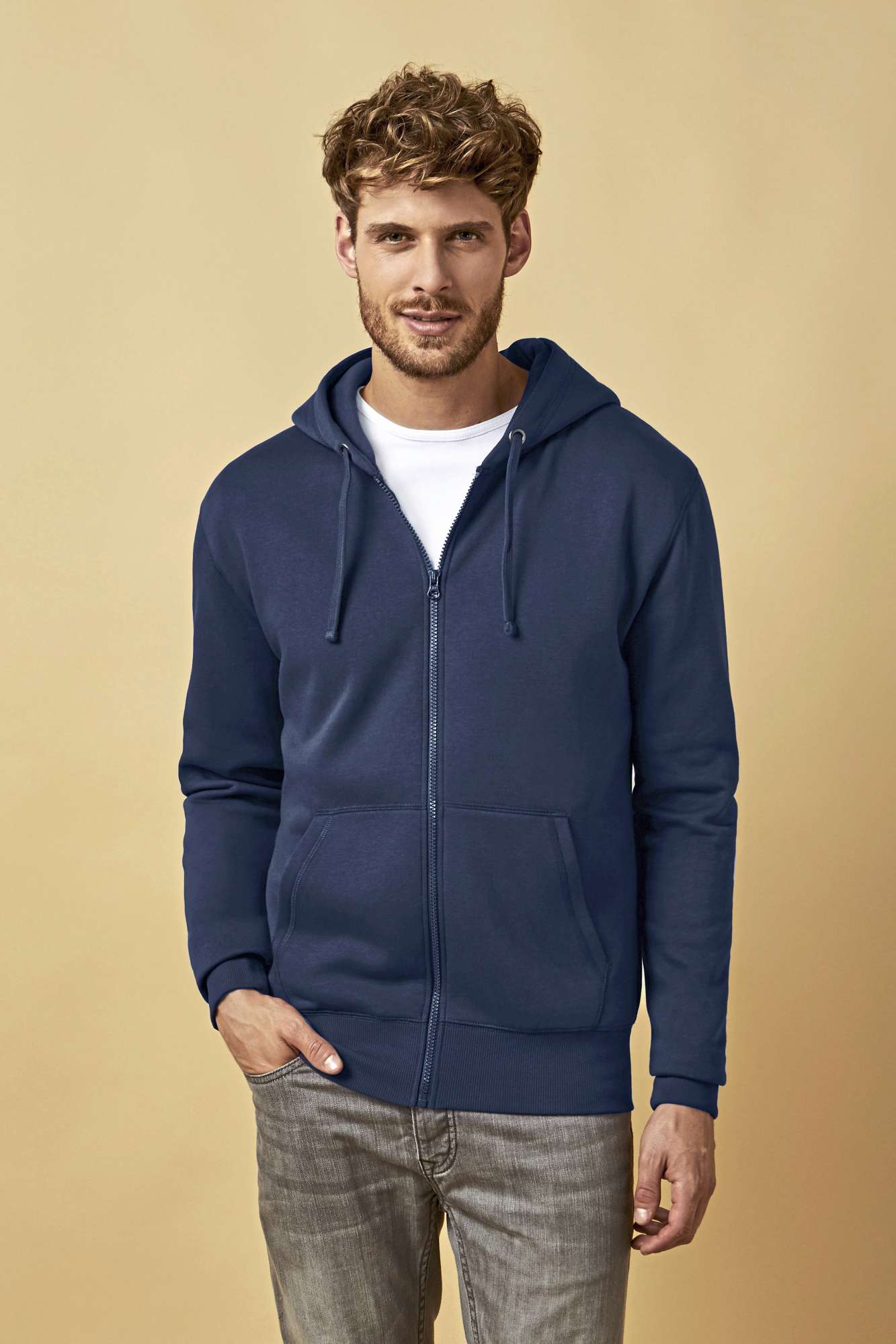 X.O by Promodoro Langarm Zip-Hoodie mit Kängurutaschen, White XL, XO1650