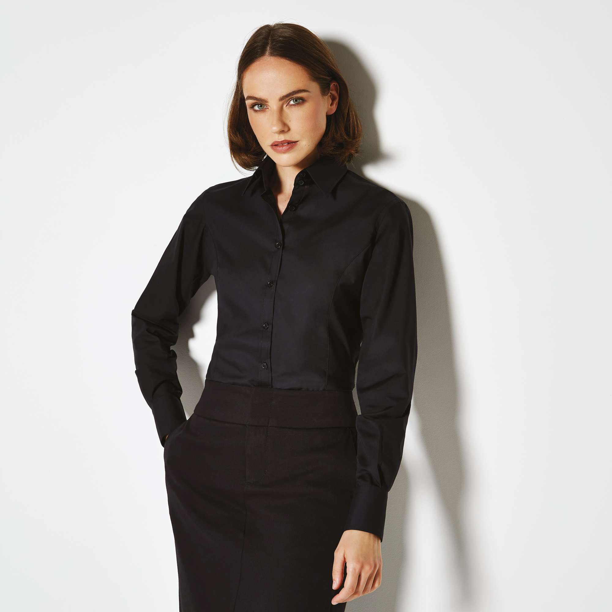 Kustom Kit Business Hemd Tailored Fit Langarm für Damen, White 46 (3XL/20), K743F