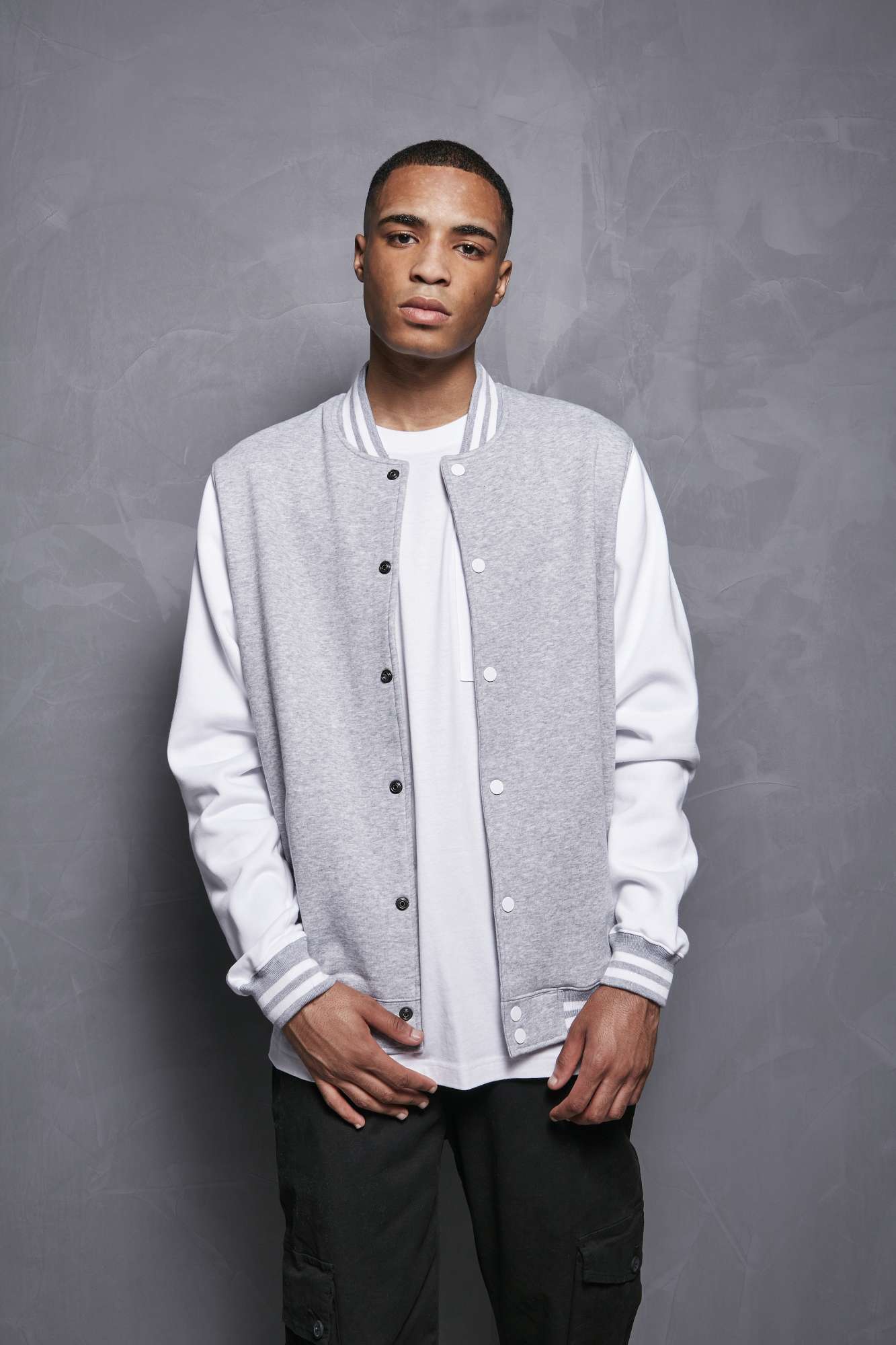 Basic College Jacke mit Ripp-Kragen