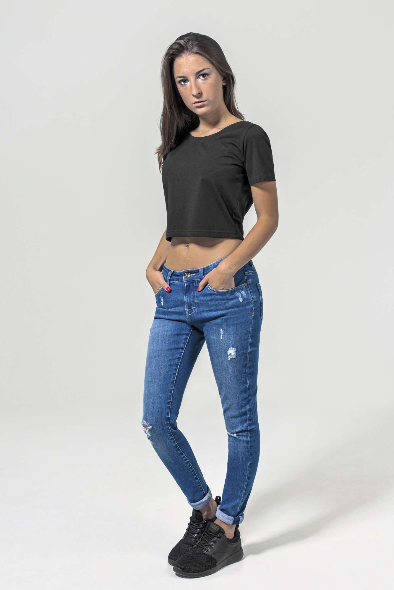 Cropped Tee aus Single Jersey für Damen