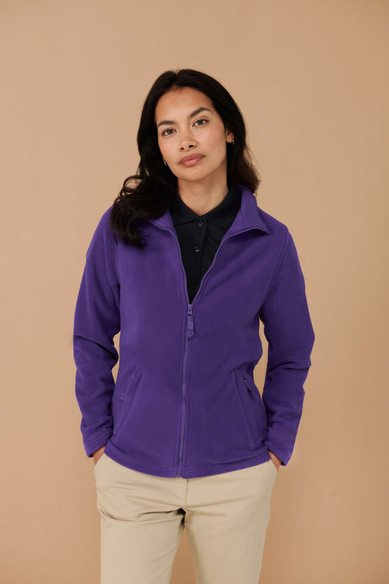 Microfleece-Jacke mit Reißverschlusstaschen für Damen
