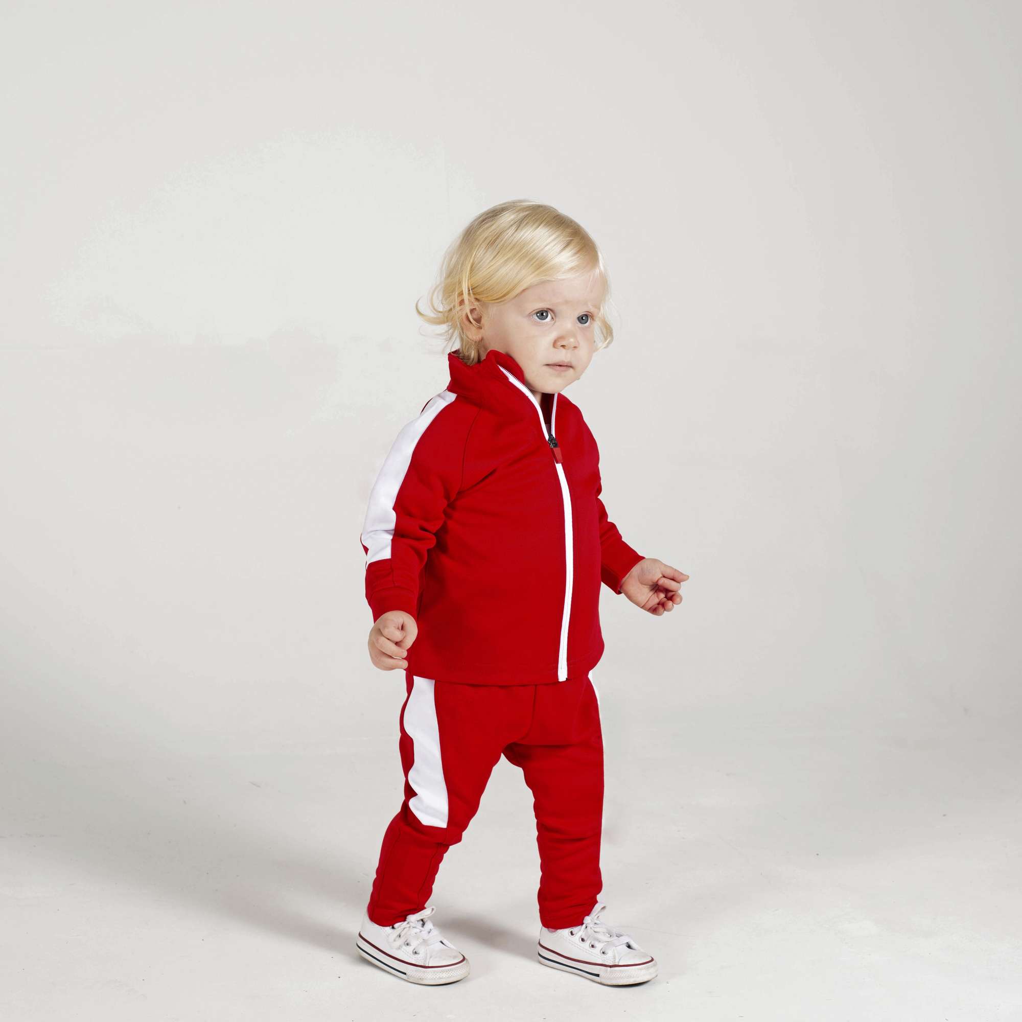 Larkwood Track Jacke mit Kontrast-Reißverschluss für Kinder, Black/White 12/18 Monate, LW820