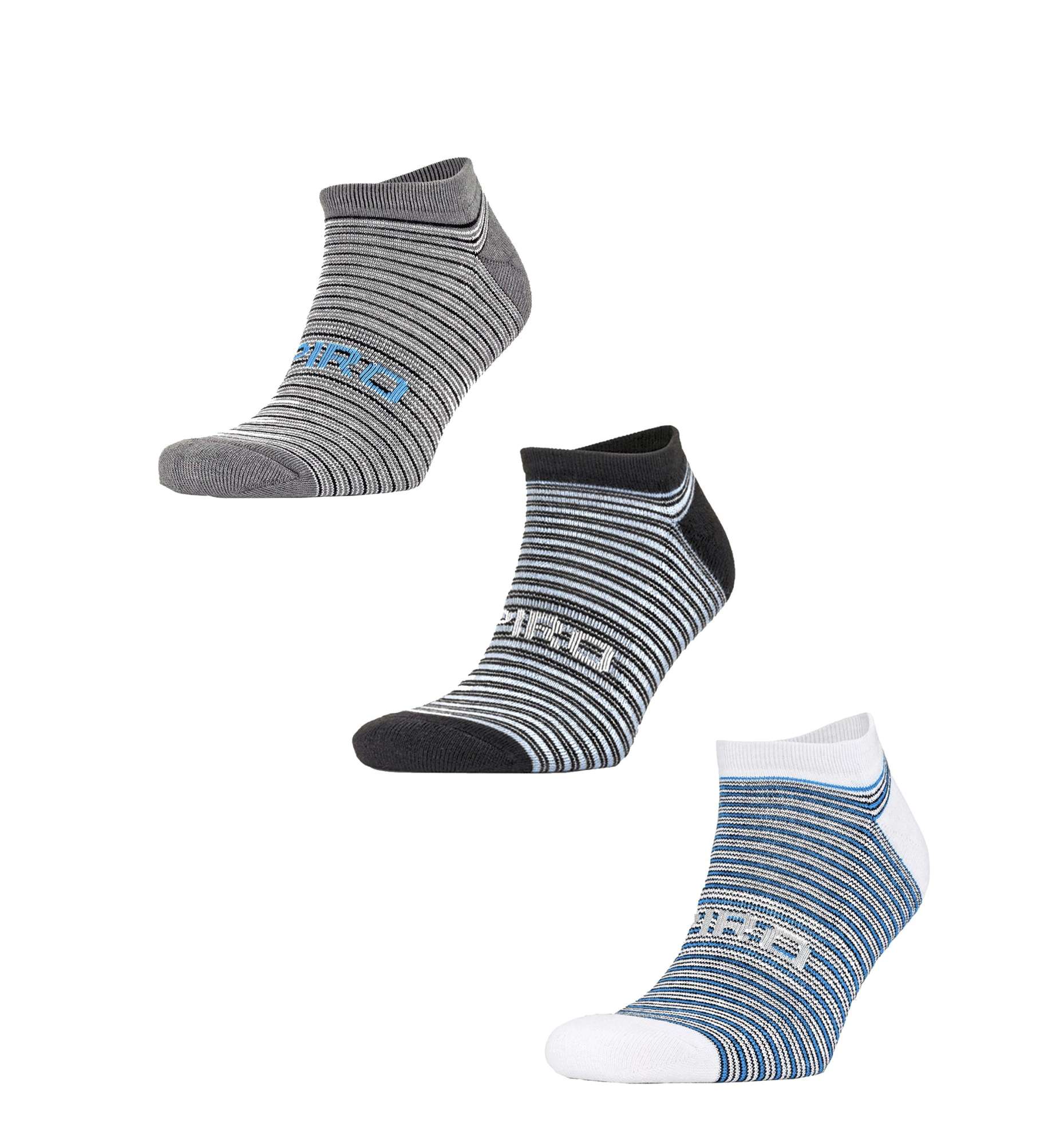 SPIRO 3er-Pack Coolmax Sneaker Socken Streifen, White/Grey S/M, RT295