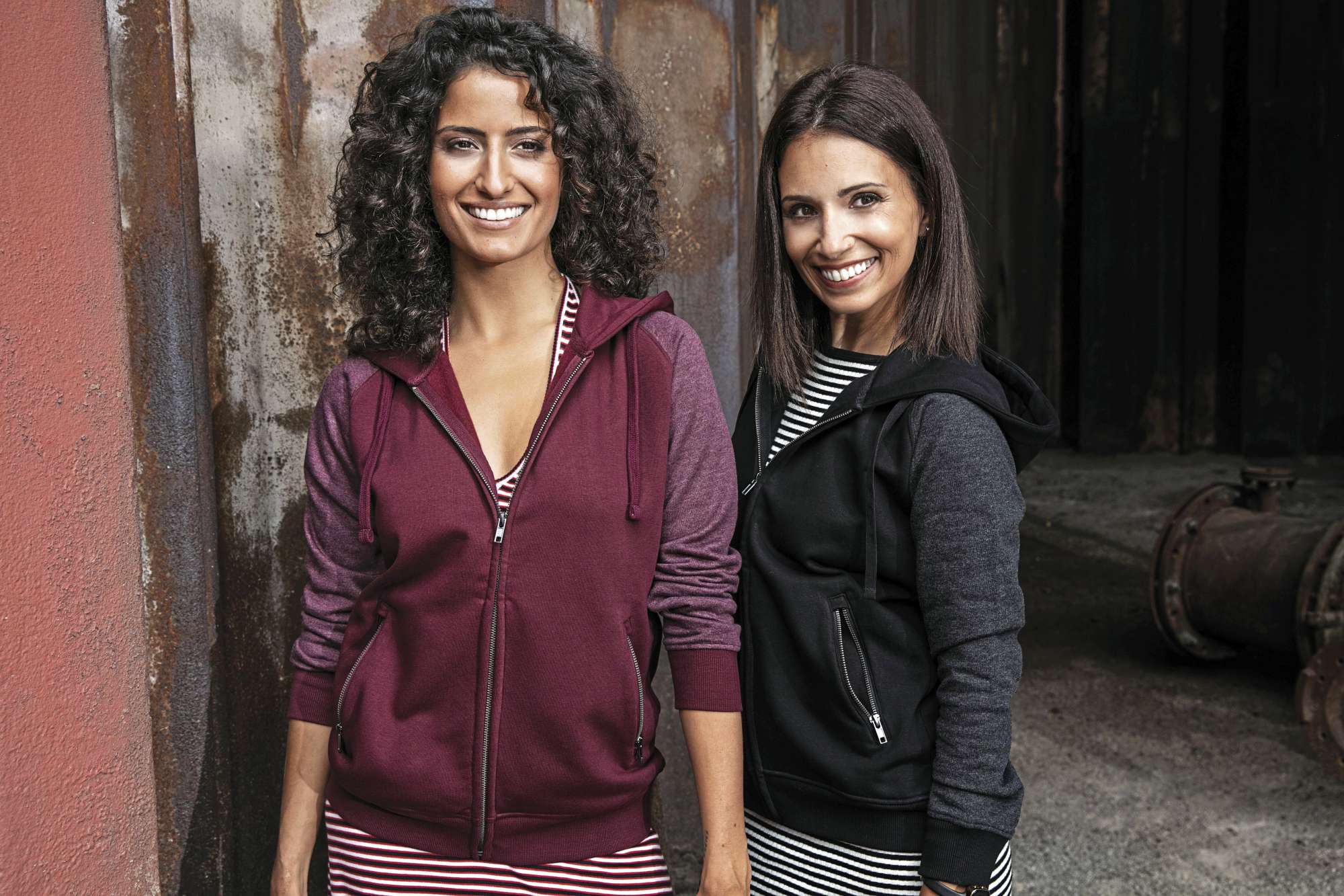 Zip-Hoody aus Baumwolle mit Reißverschluss für Damen
