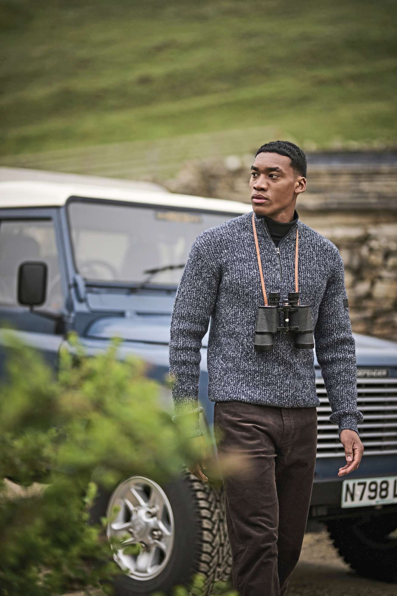 Solomon Zip-Neck Strickpullover Grau/Navy