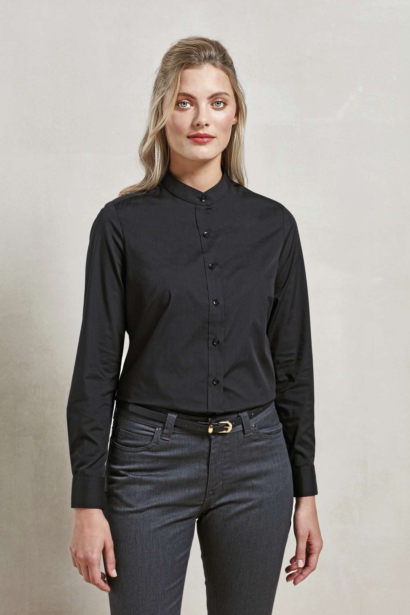 Banded Collar Grandad Shirt für Damen