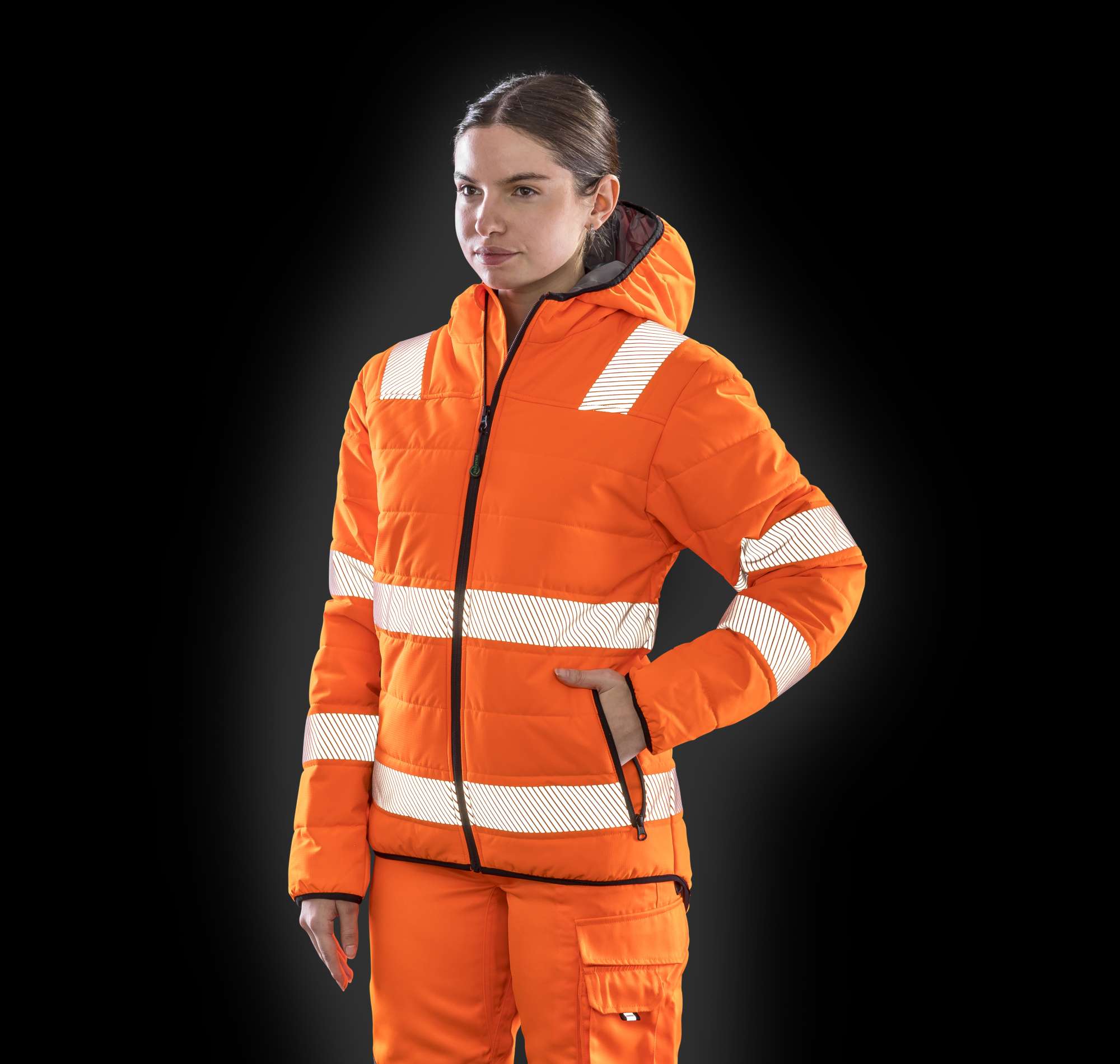 Result Genuine Recycled Recycelte Wattierte Sicherheitsjacke Orange, Fluorescent Orange L, RT500