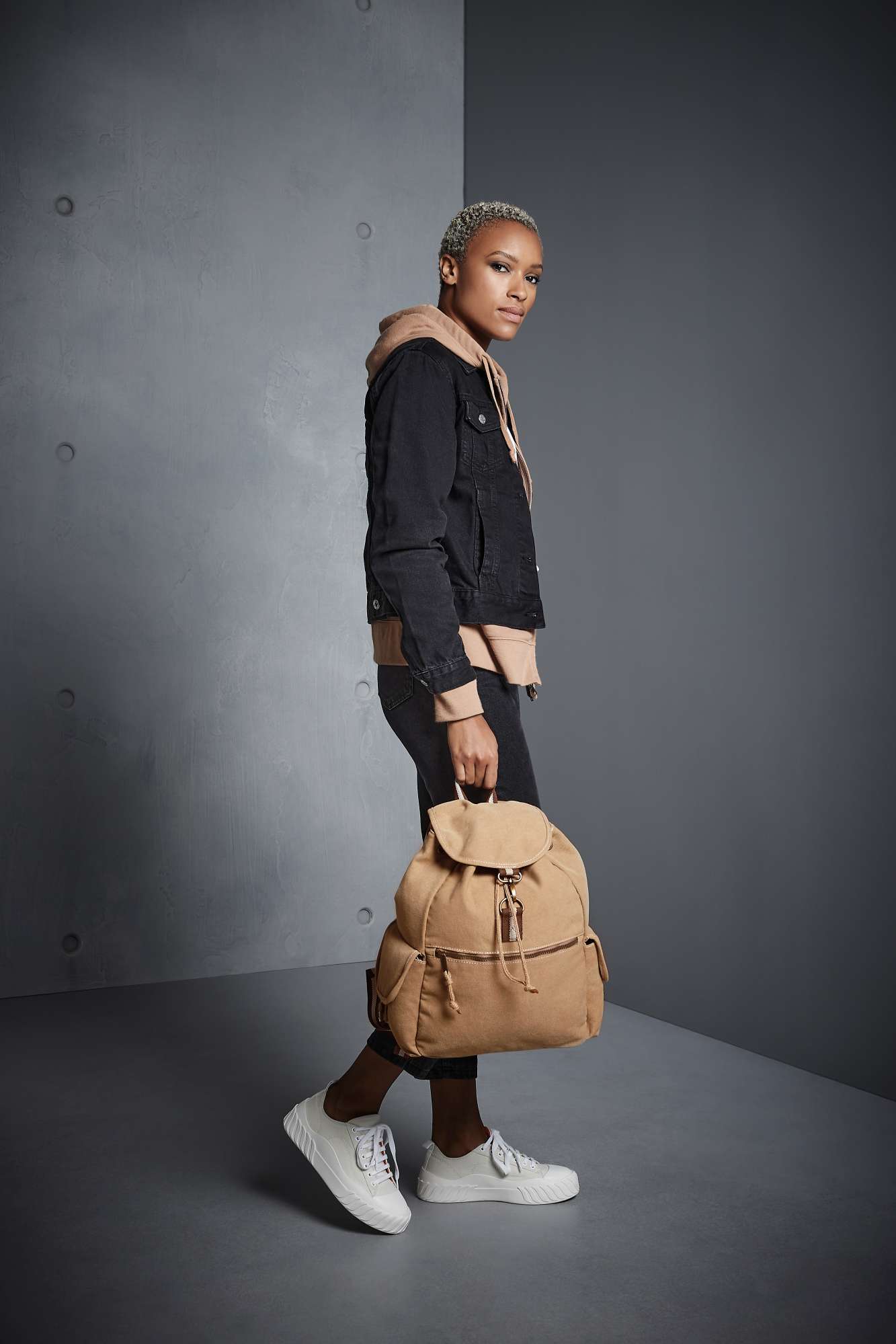 Vintage Canvas Rucksack mit Kordelzug