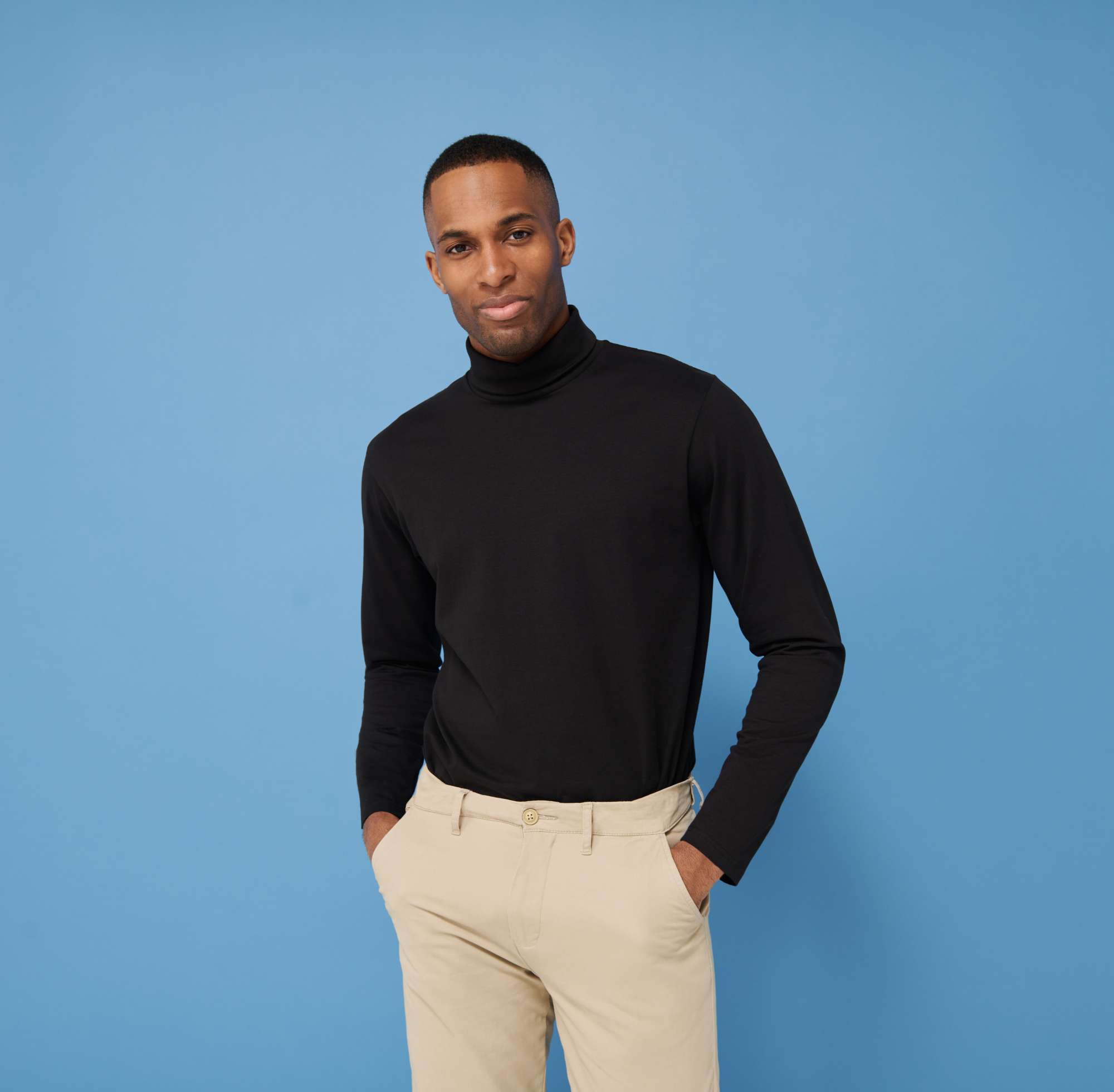 Henbury Rollkragen Langarmshirt Baumwolle Elasthan, Navy S, W020