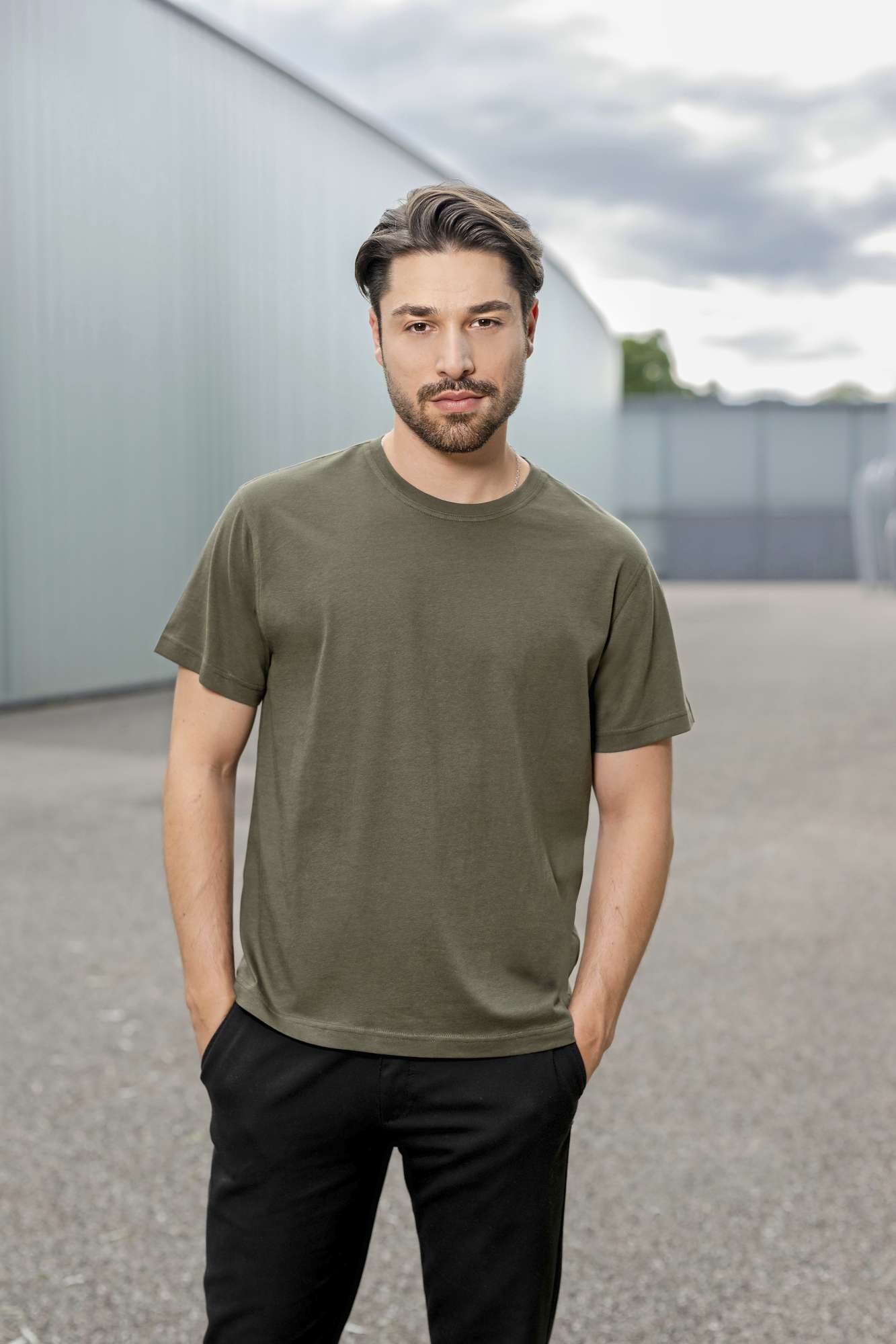 HRM Rundhals-T-Shirt aus Bio-Baumwolle für Herren, Bottle Green XXL, HRM103