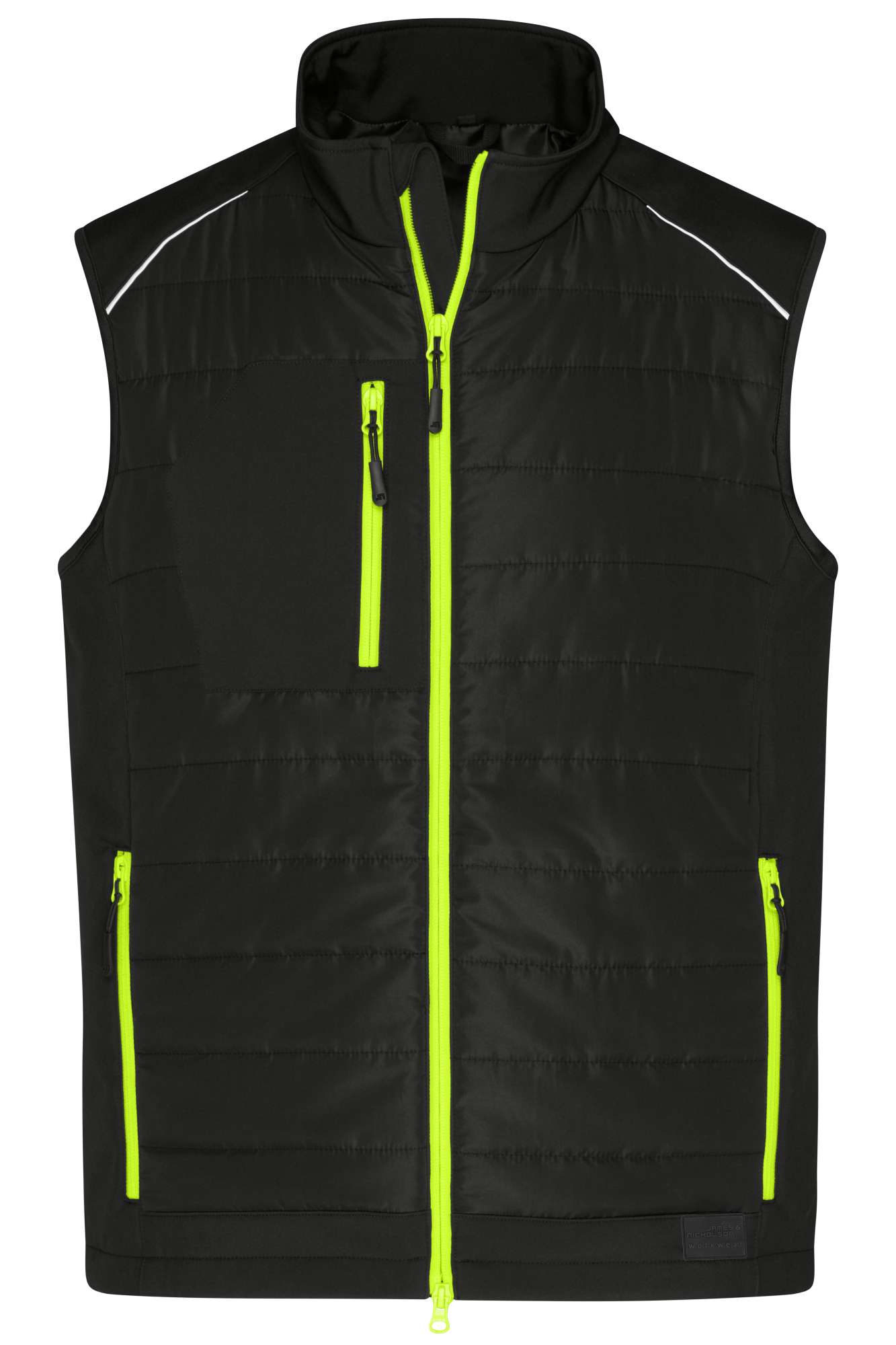 James&Nicholson Hybrid Weste mit Stehkragen für Herren, Black/Neon Orange 4XL, JN1822