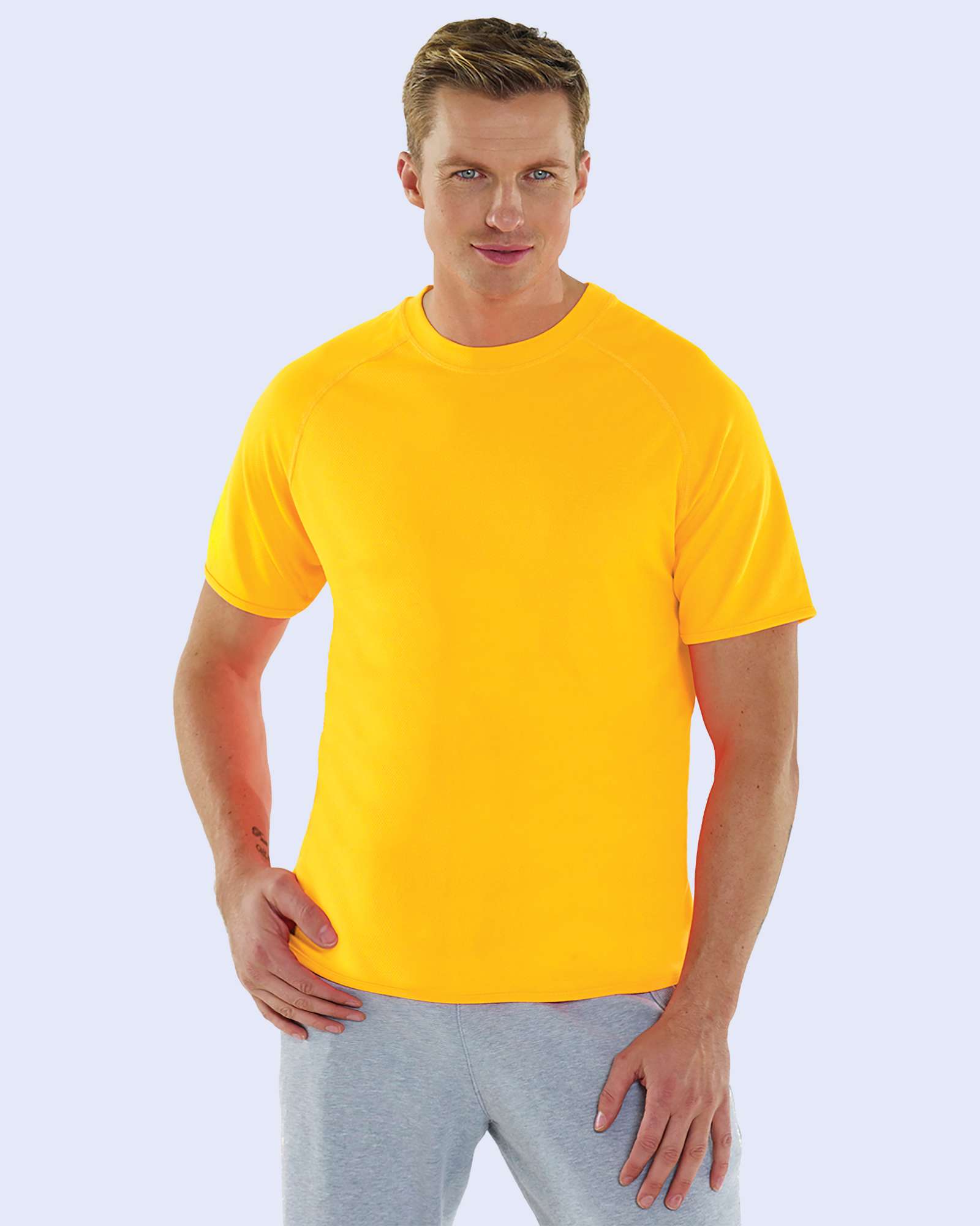 Starworld Atmungsaktives Sport T-Shirt mit Raglan-Ärmeln, Sports Grey (Melange) XS, SW300