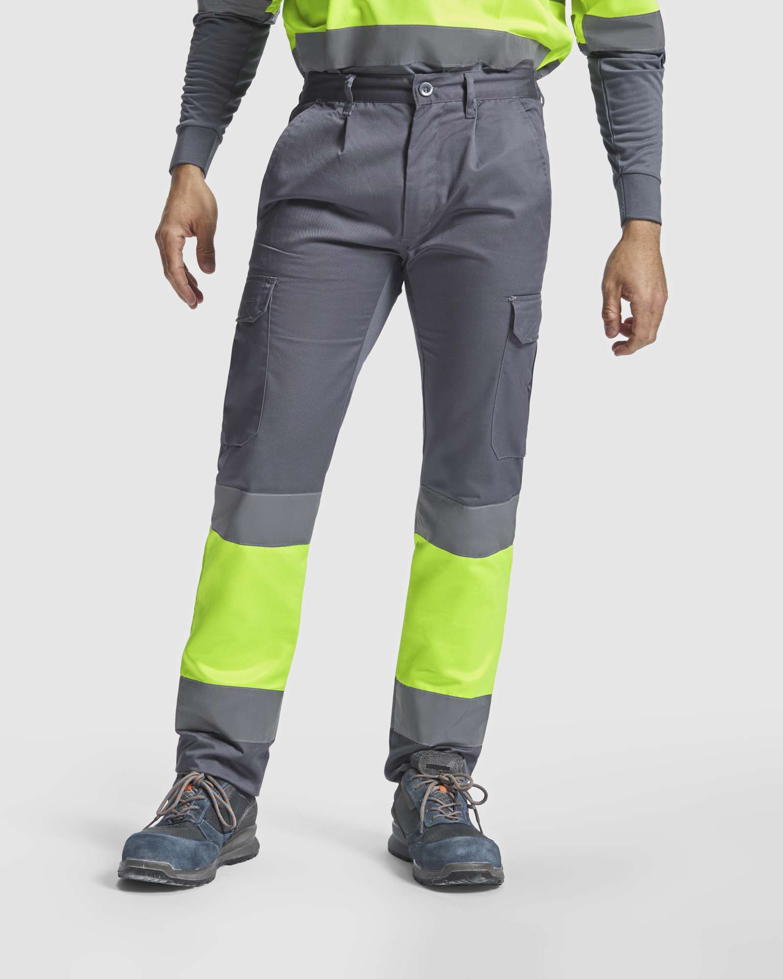 Roly Workwear Multitaschen-Hose Hi-Viz mit Reflexband, Navy Blue 55/Fluor Orange 223 46, RY9301