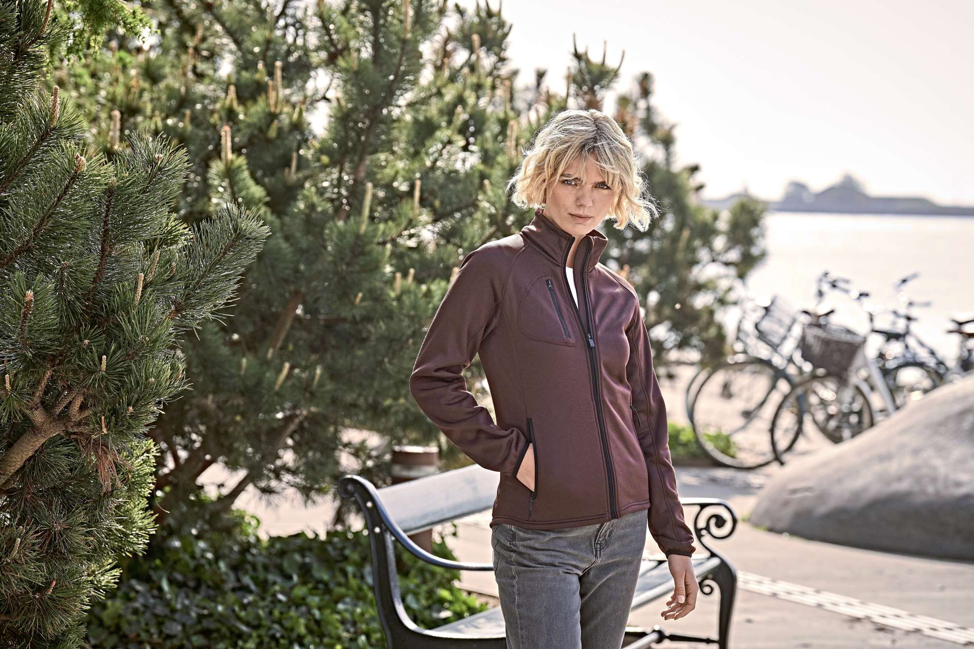 Fleecejacke mit Stehkragen für Damen