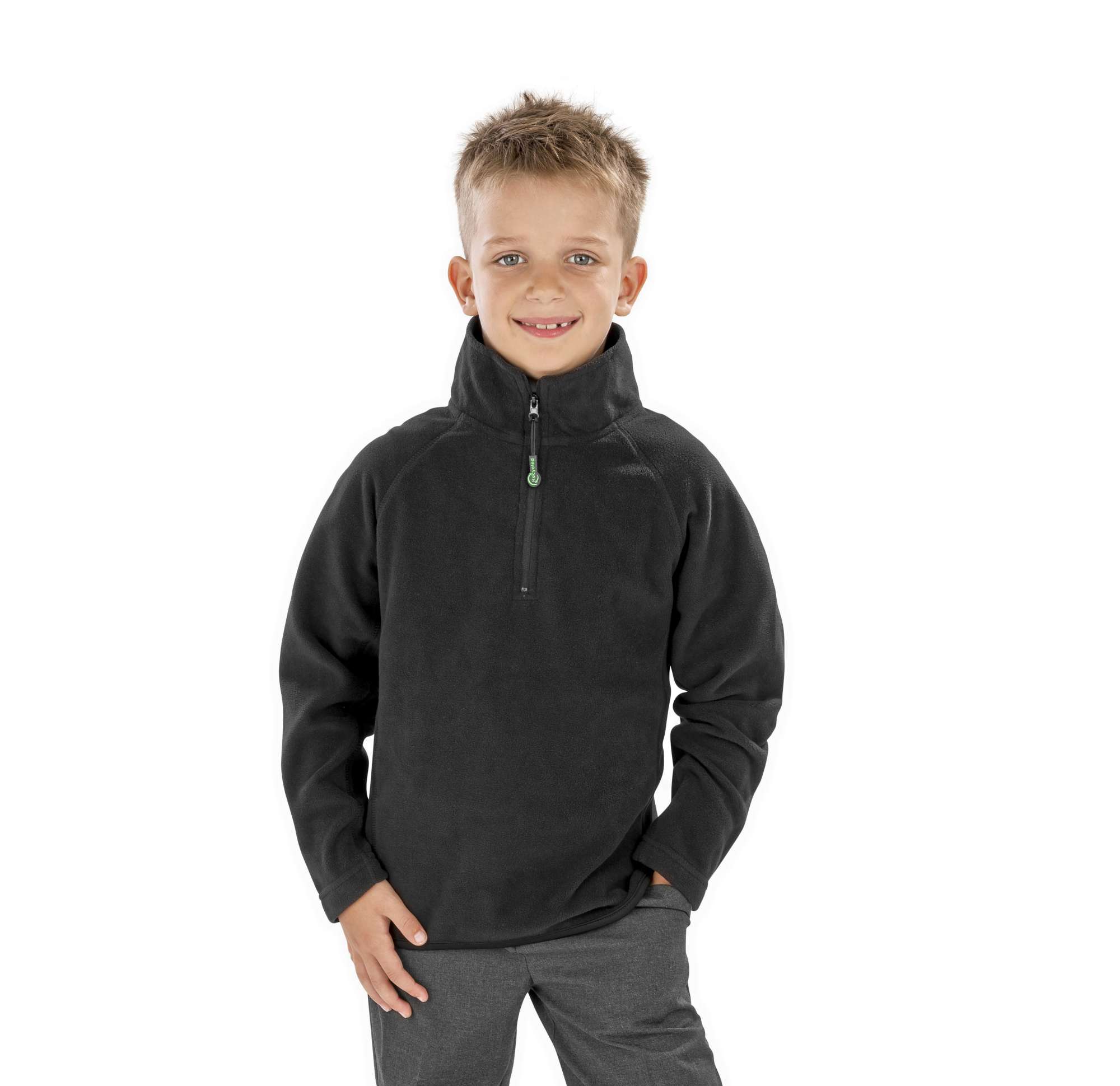 Junior Recycled Microfleece Pullover mit Reißverschluss