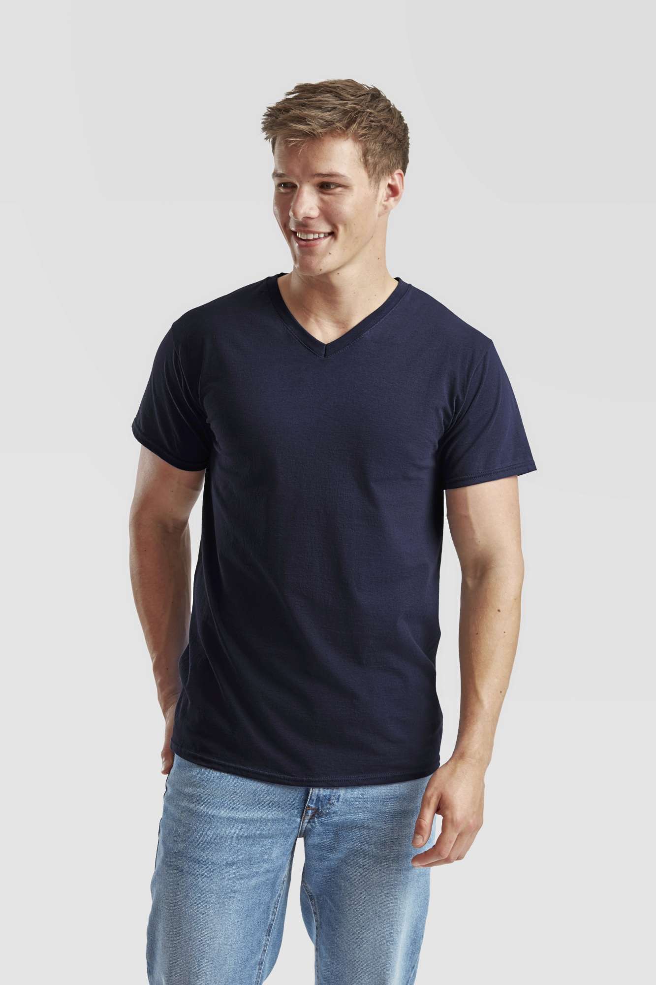 Baumwoll-V-Neck T-Shirt 165 g/m²
