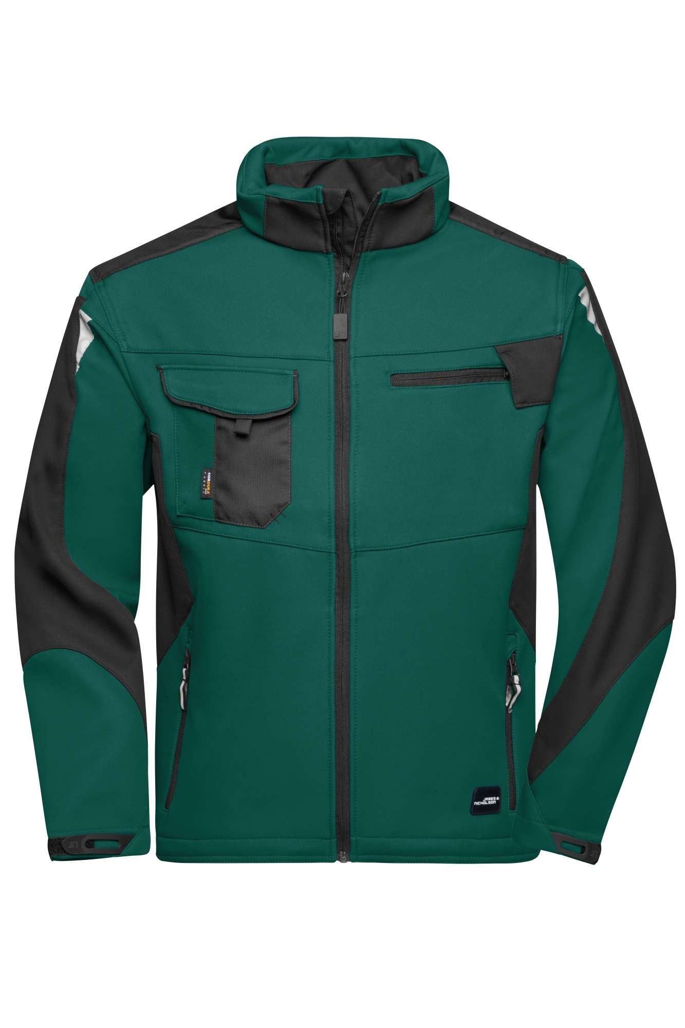 James&Nicholson Workwear Softshell Jacke -STRONG- CORDURA, Dark Green/Black S, JN844