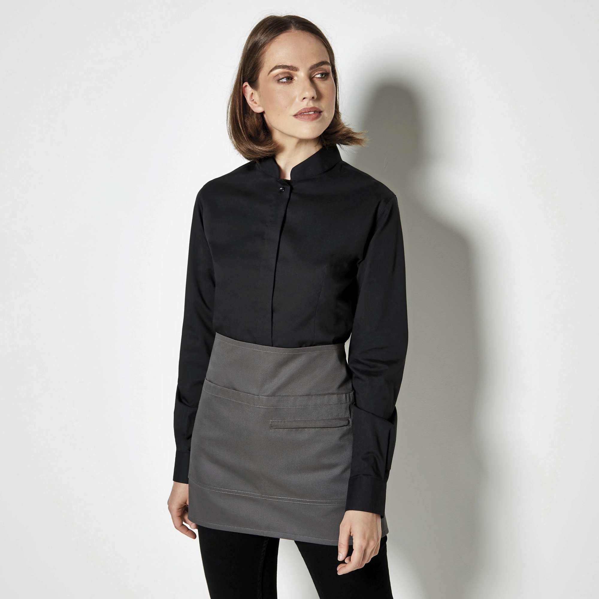 Bargear Hemd Tailored Fit Mandarin-Kragen für Damen, Black 46 (3XL/20), K740