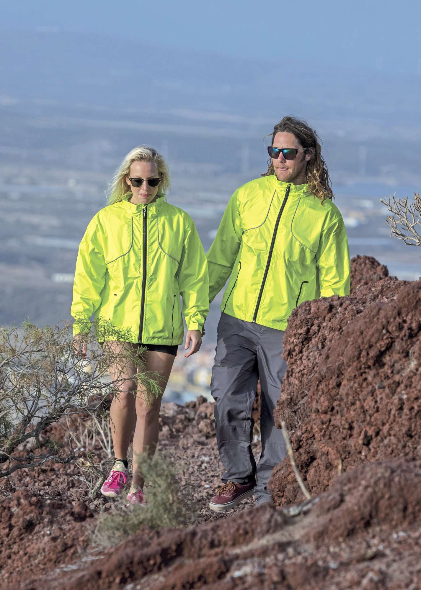 Wasserdichte Trail & Track Jacke Neon Lime