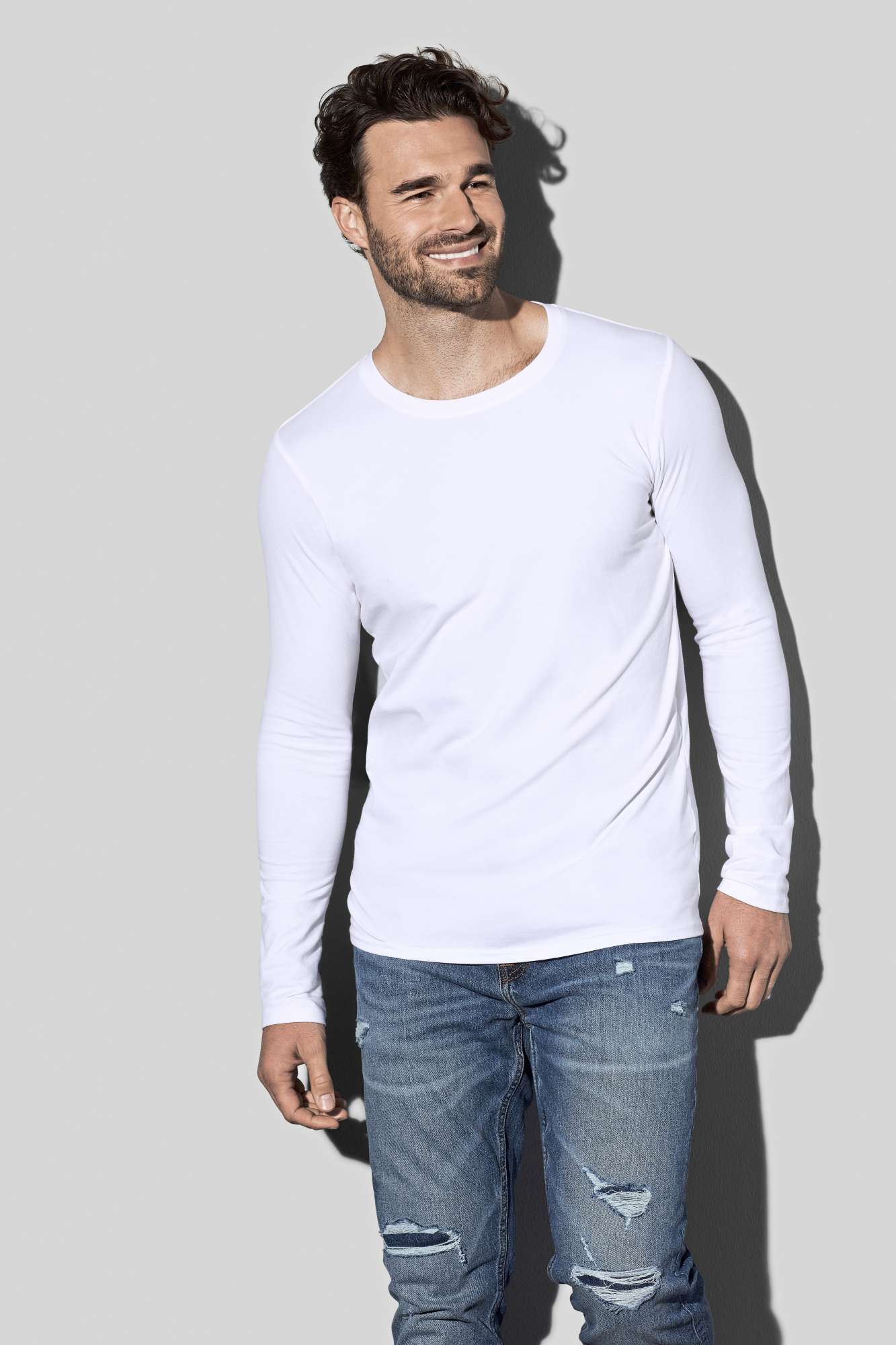 Clive Langarm T-Shirt aus Baumwolle-Elasthan