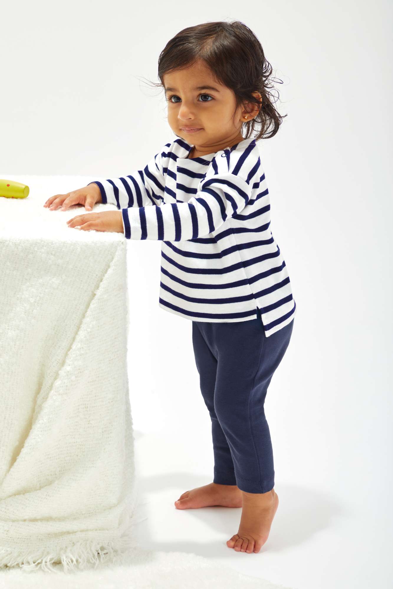 Babybugz Baby Breton Top aus Bio-Baumwolle, White/Navy 12-18 Monate, BZ52