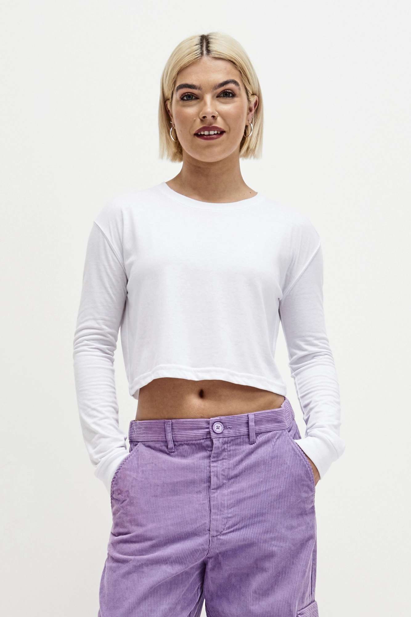 Langarm Cropped T-Shirt Triblend für Damen