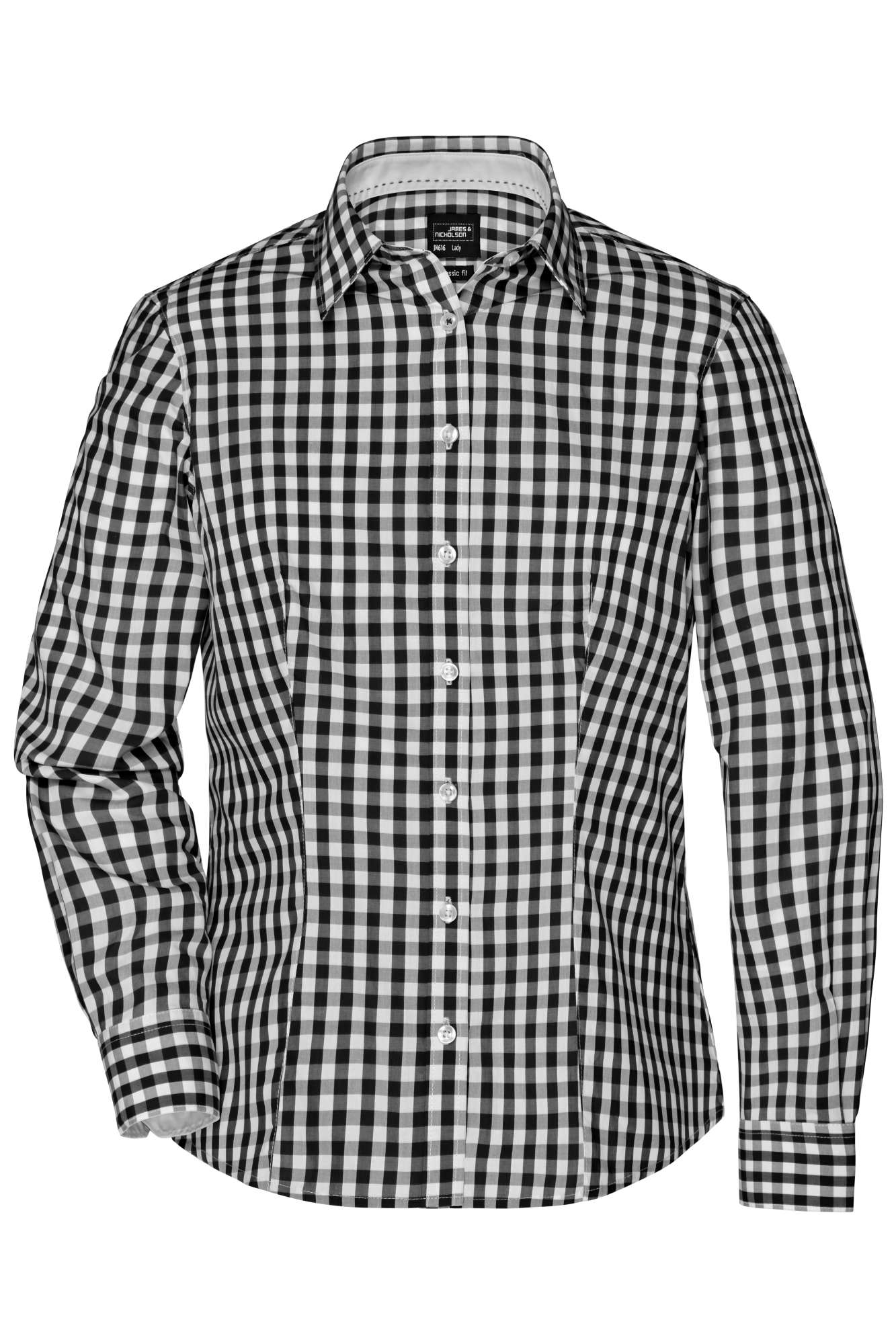 James&Nicholson Karobluse mit tailliertem Schnitt für Damen, Bordeaux/White XS, JN616