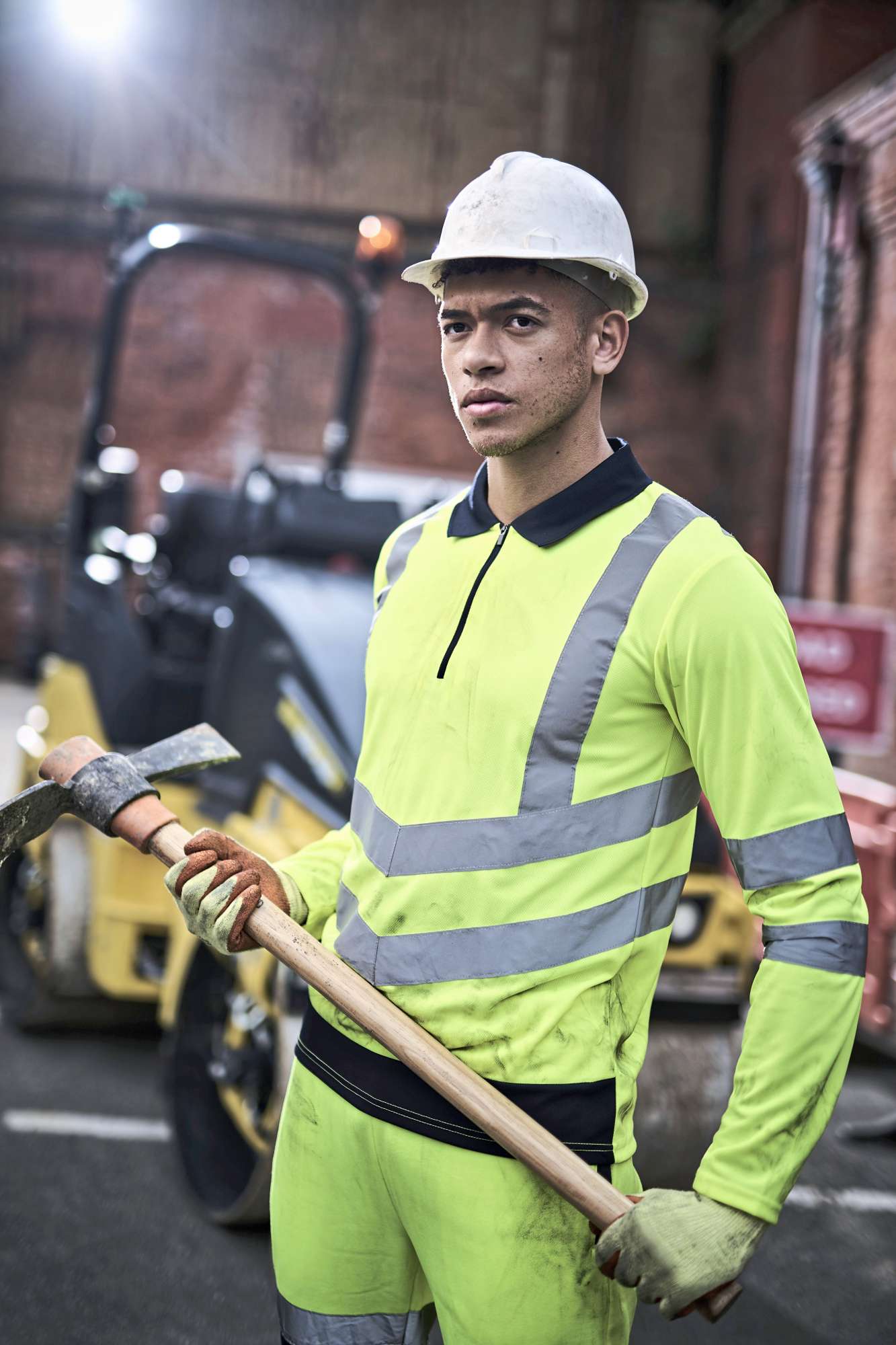 Langarm-Hi-Vis Poloshirt mit Reißverschluss