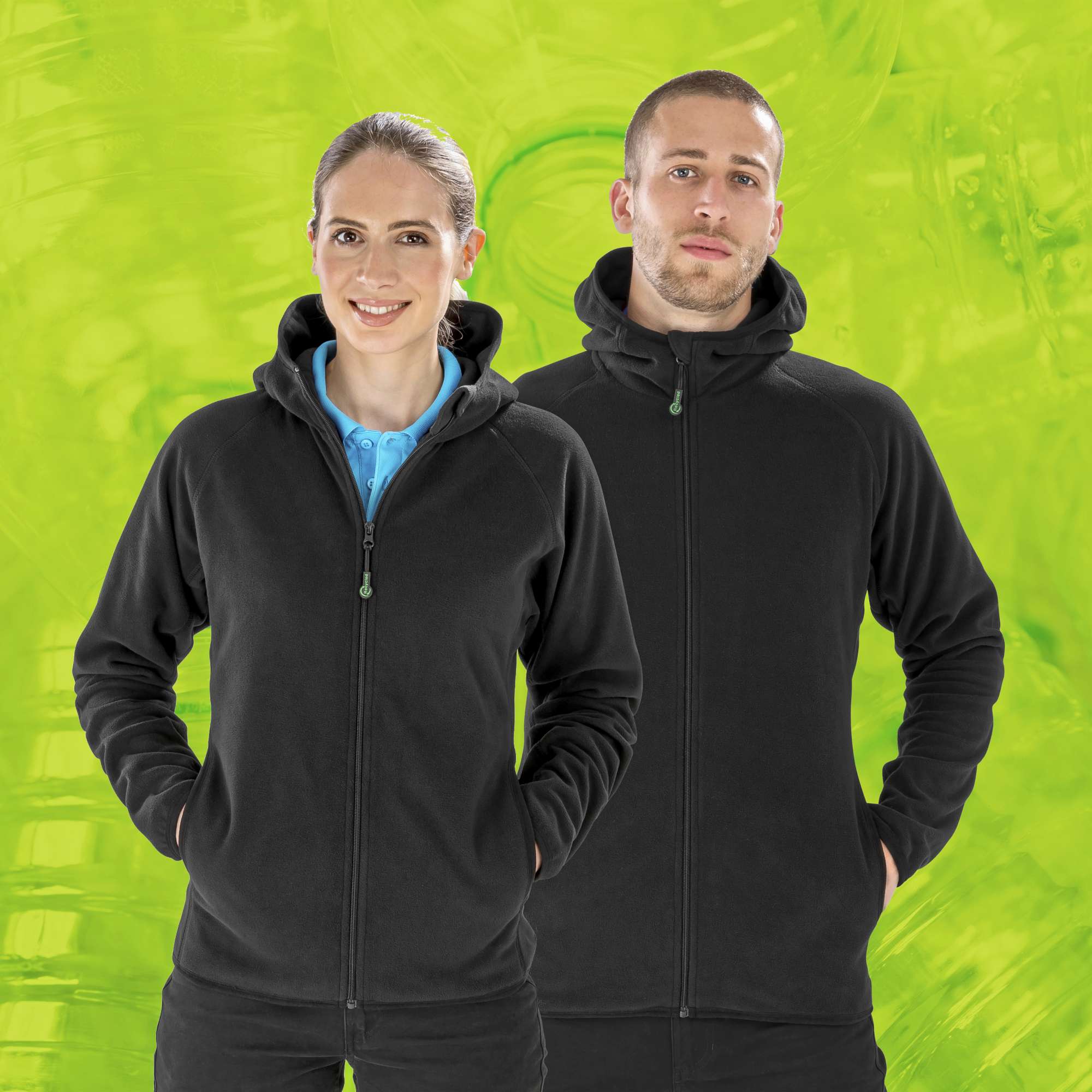 Recycelte Kapuzen-Microfleece Jacke