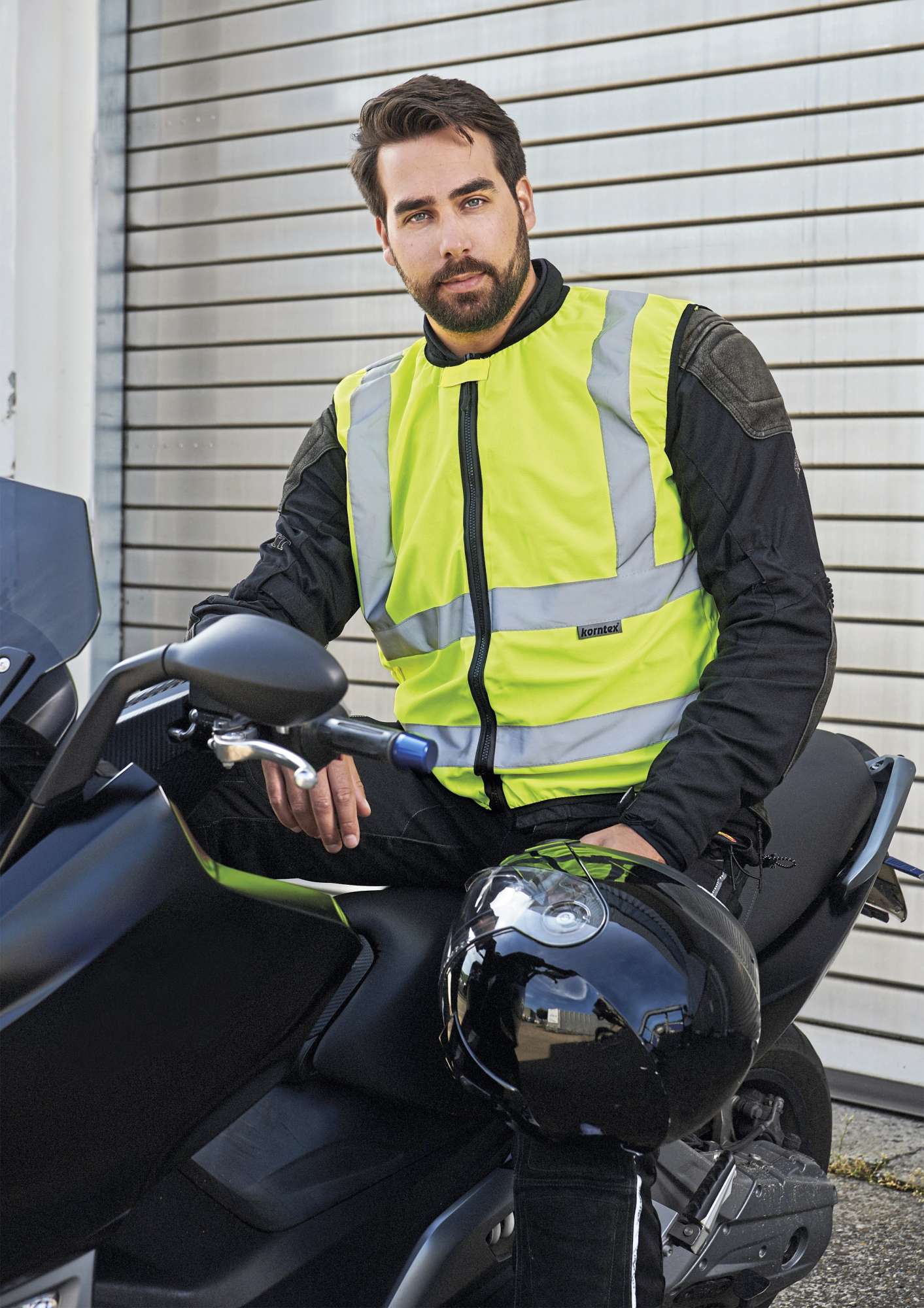 Korntex Hi-Vis Biker Sicherheitsweste mit Reflexstreifen, Signal Yellow XL, KX511