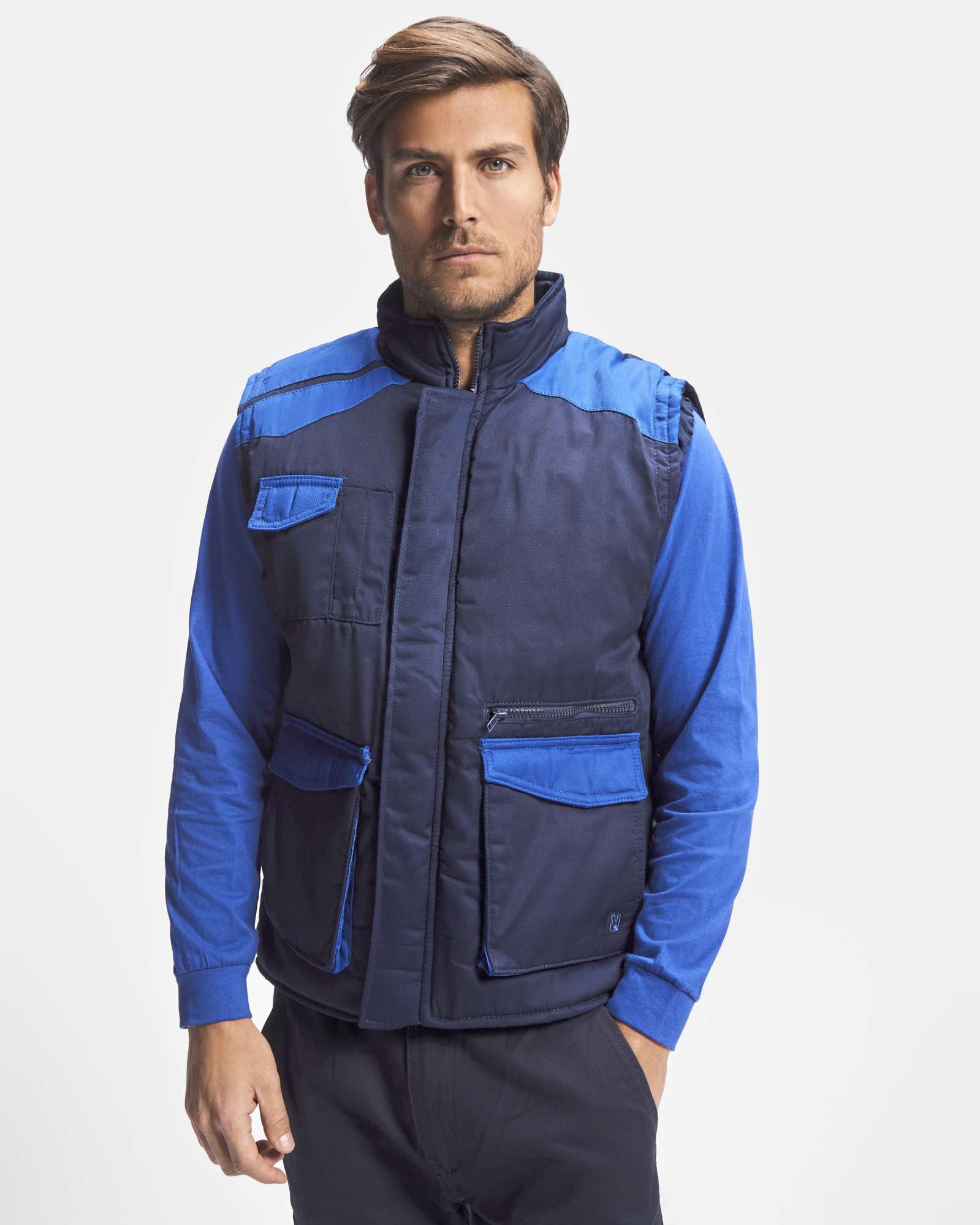 Roly Workwear Multipocket Weste Armada mit Windstopper, Navy Blue 55/Royal Blue 05 XL, RY8414
