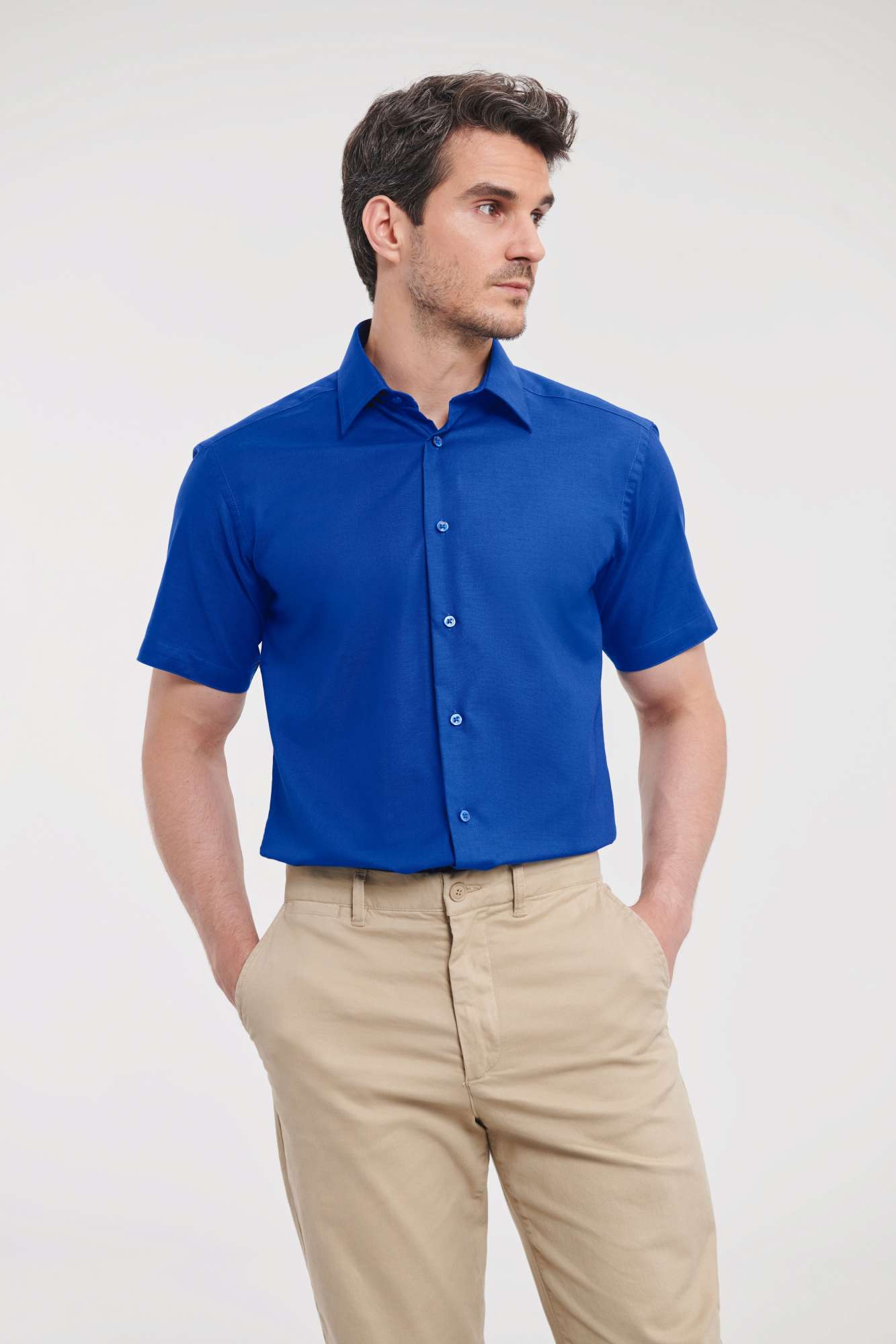 Tailliertes Oxford-Hemd aus Baumwolle 70%