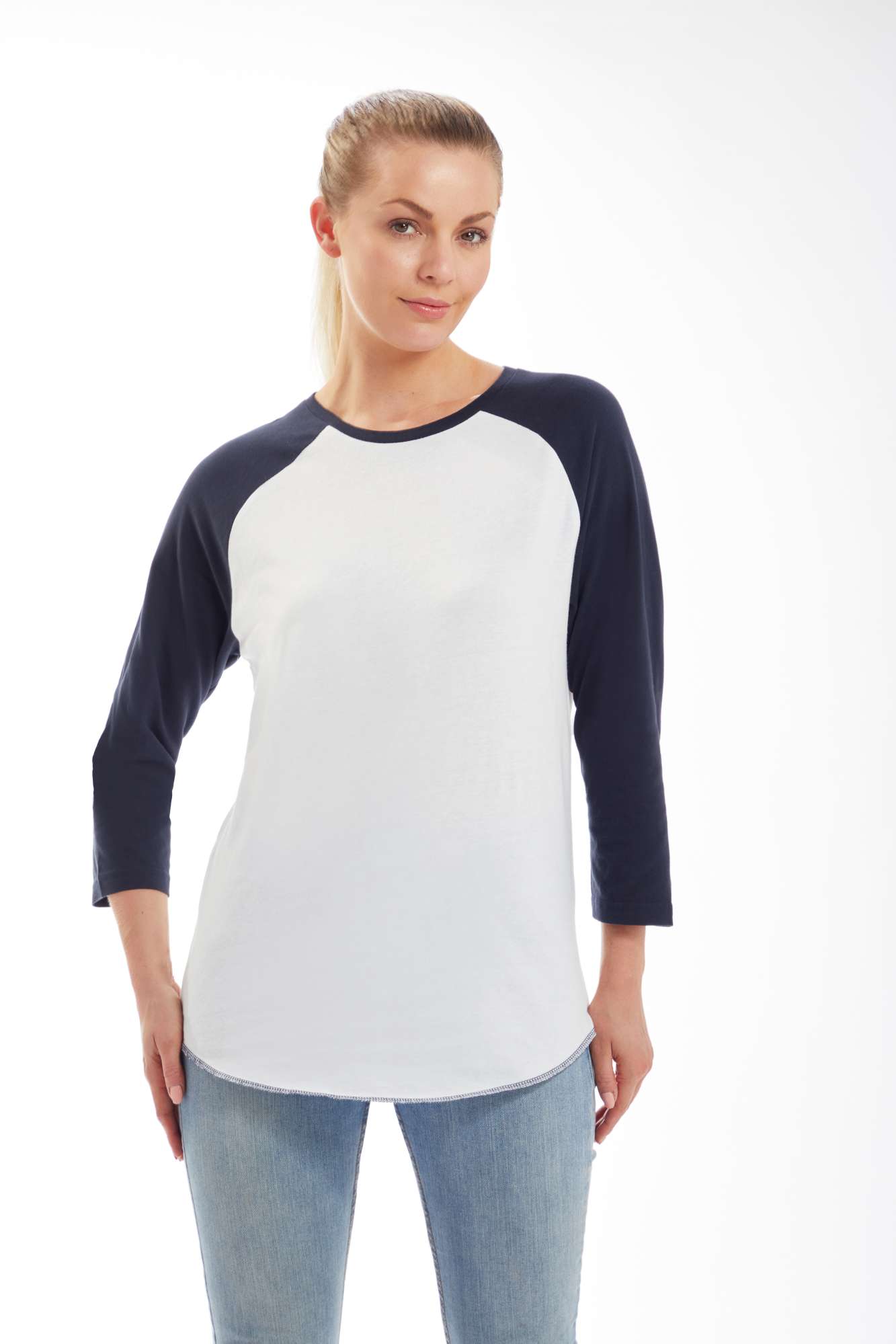 Bio-Baumwolle Baseball T-Shirt 3/4-Ärmel