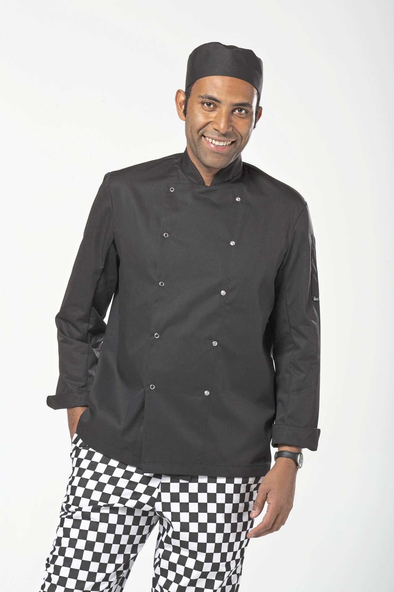 Dennys London Langarm-Jacke mit Snap-Stud-Verschluss, Black XS, DL008
