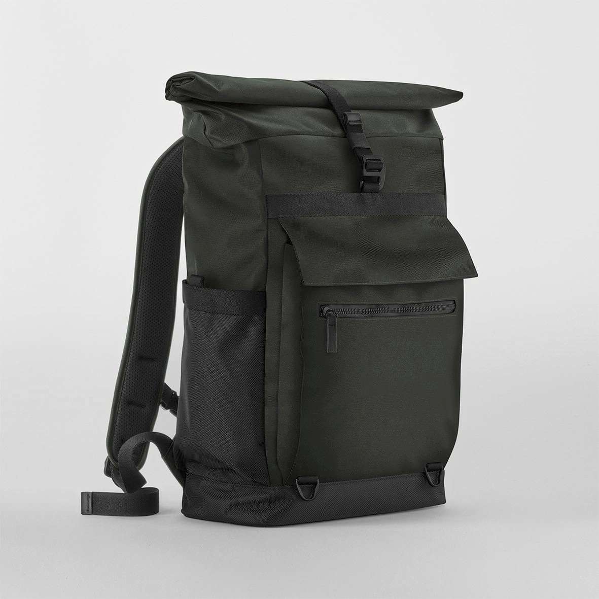 Quadra Roll-Top Laptop-Rucksack aus Recycling-Polyester, Forest Night 46 x 38 x 13 cm, QD275