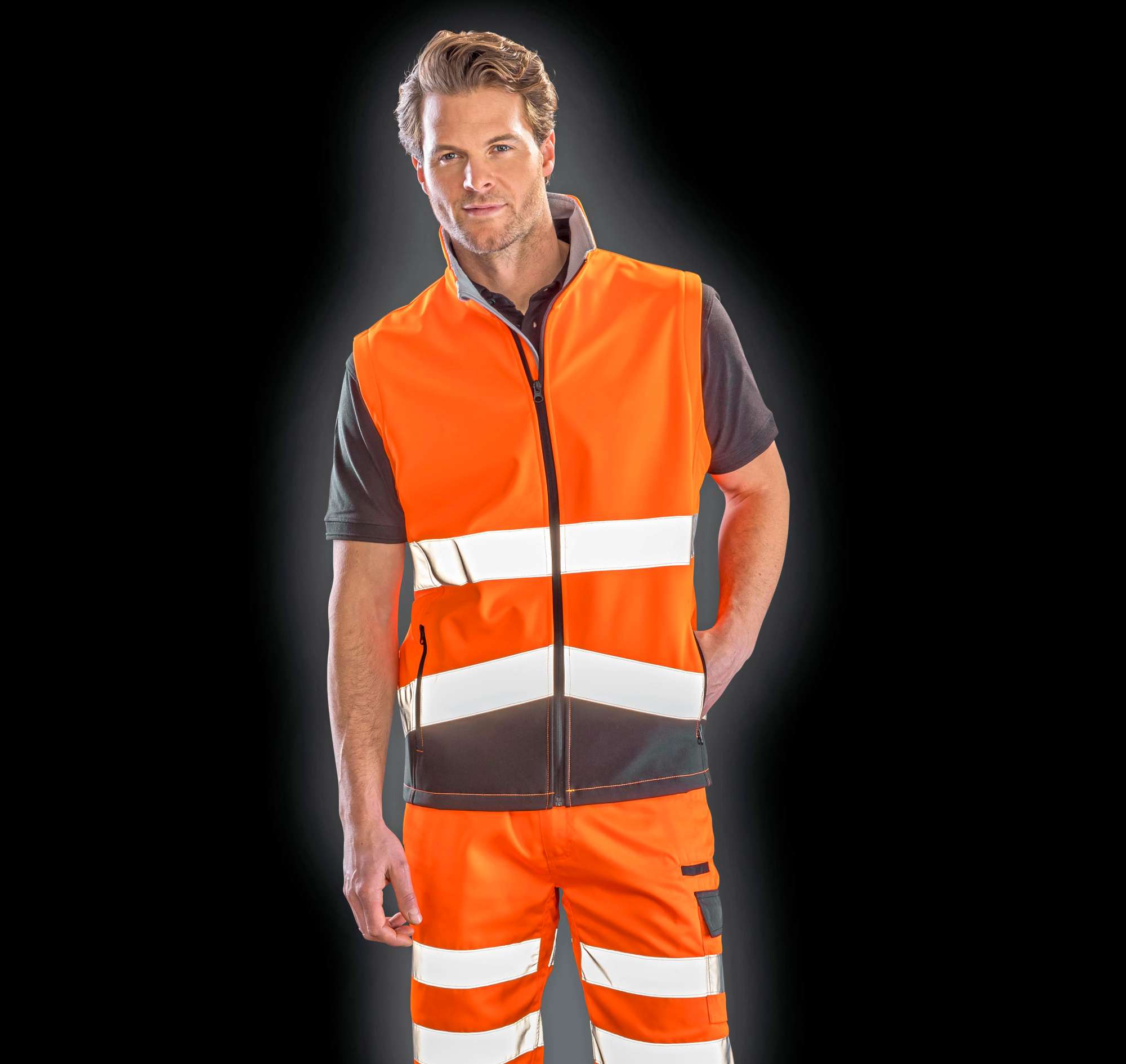 Result Safe-Guard Bedruckbare Sicherheits-Softshell-Gilet mit Reflektoren, Fluorescent Yellow/Black XL, RT451