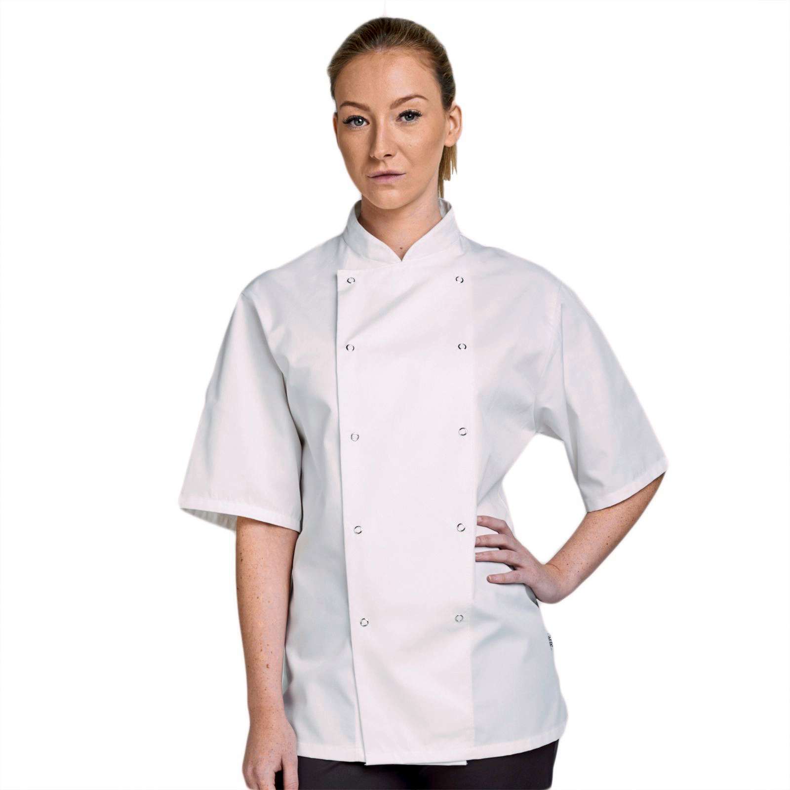Kurzarm Kochjacke mit 10 Druckknöpfen
