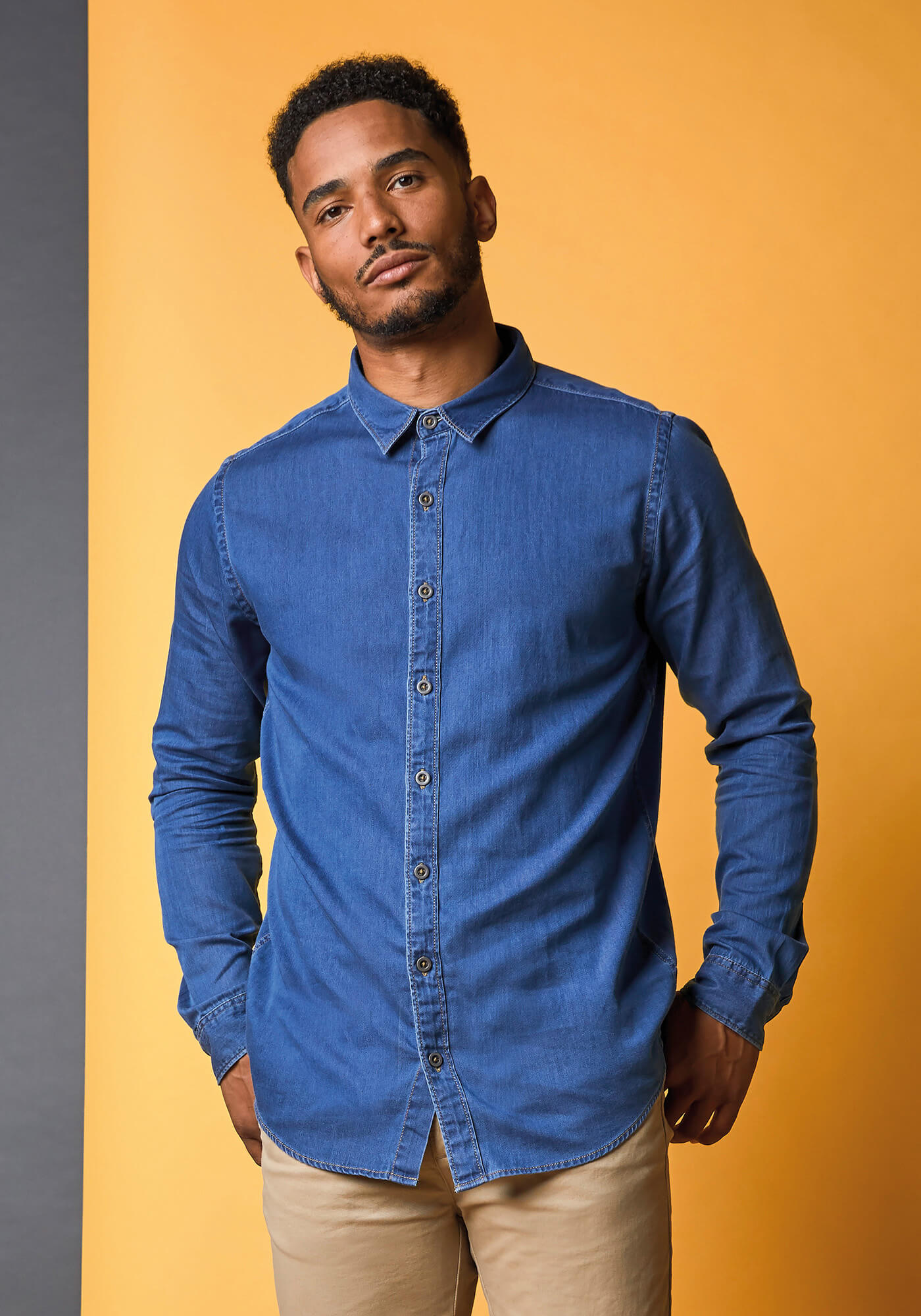 Langarm-Hemd "So Denim" aus Satin