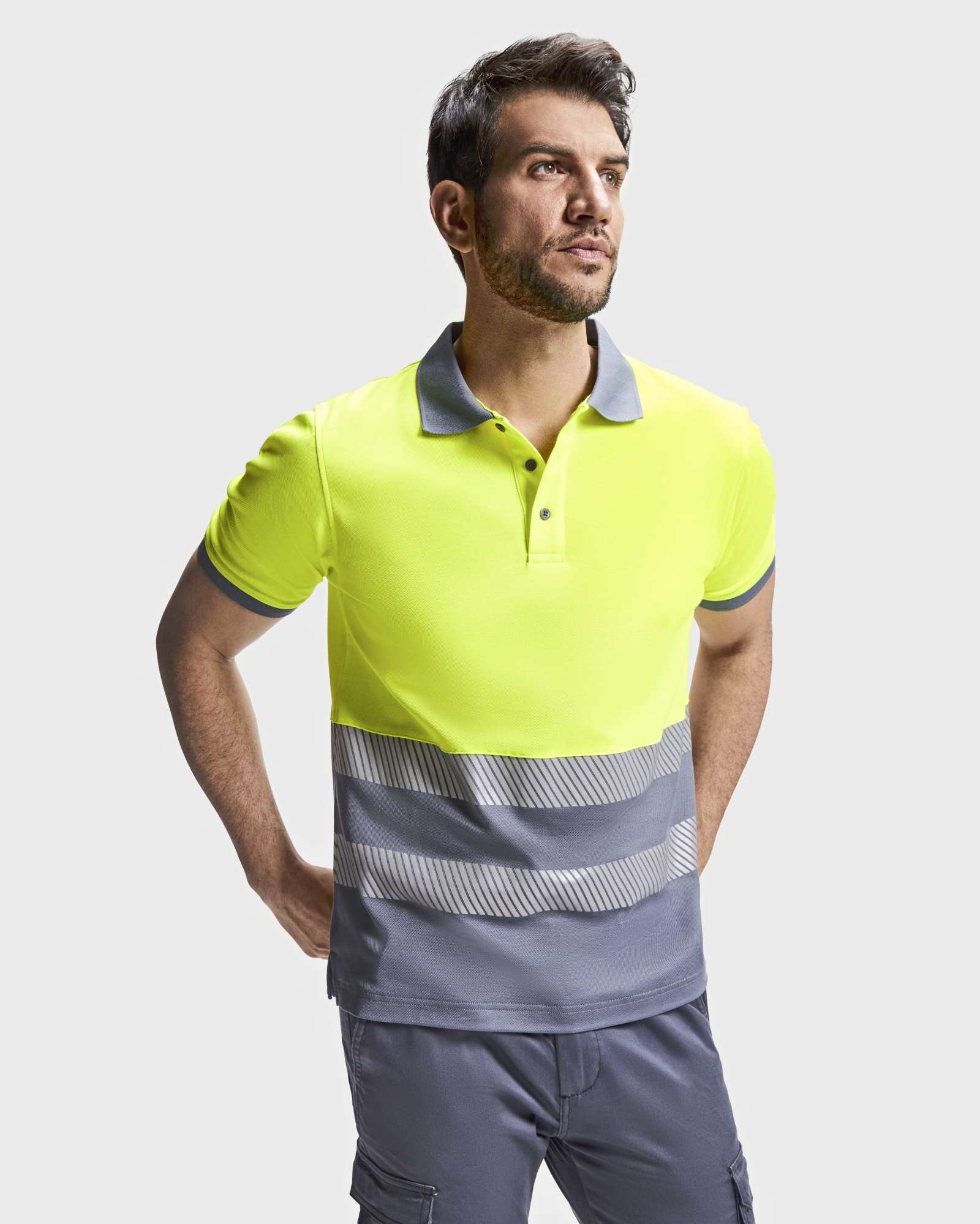 Roly Workwear Poloshirt Atrio Kurzarm mit Reflektoren, Fluor Orange 223 XL, RY9318