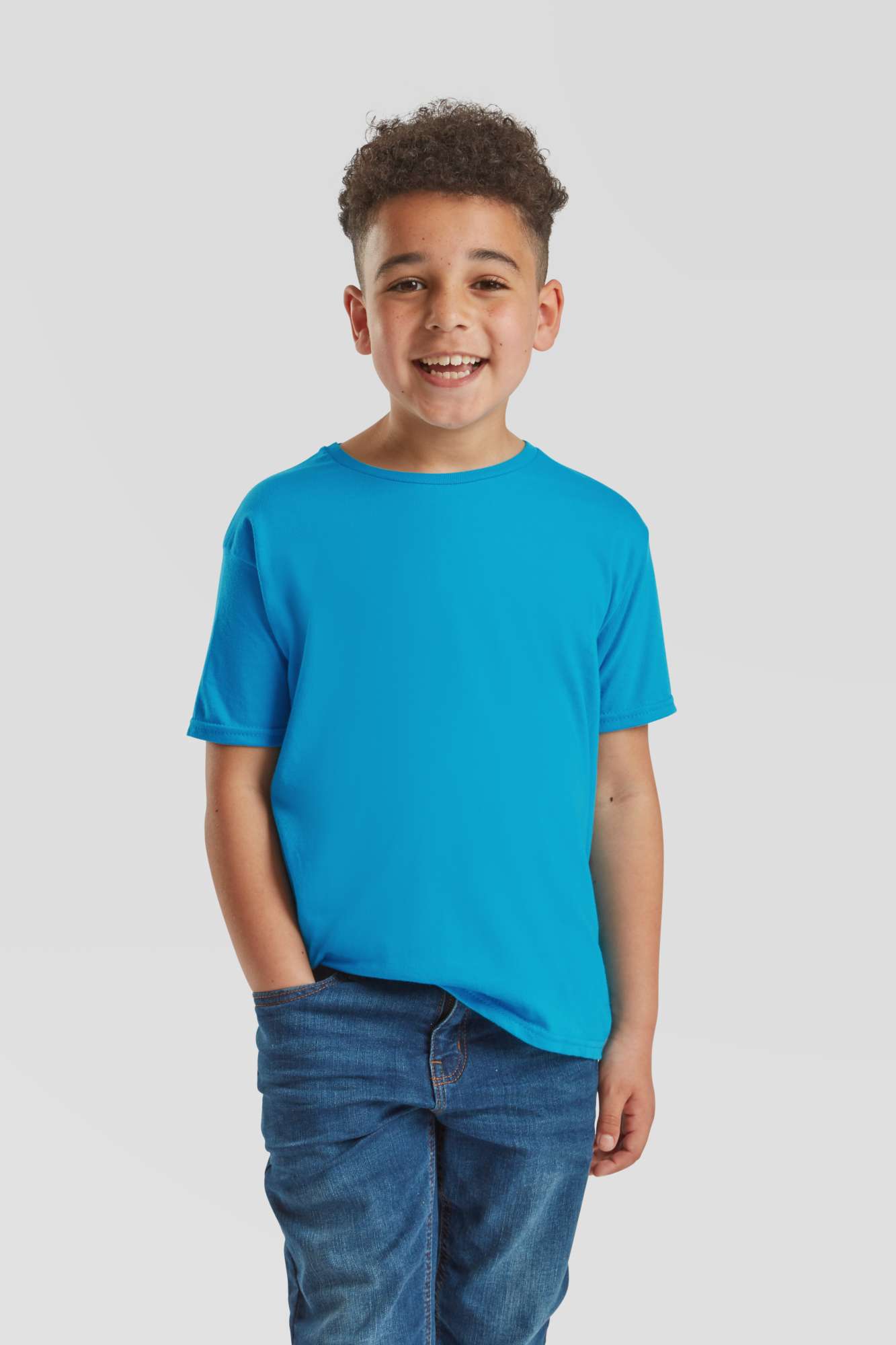 Fruit of the Loom Kids' Iconic T-Shirt Slim-Passform Baumwolle, Deep Navy 116, F130K