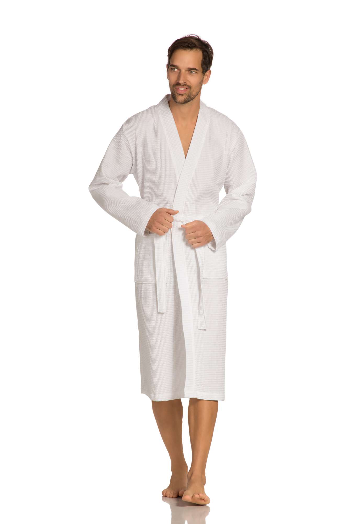 Vossen Piqué Bademantel Wellington mit Kimono-Schnitt, White XL, XF012