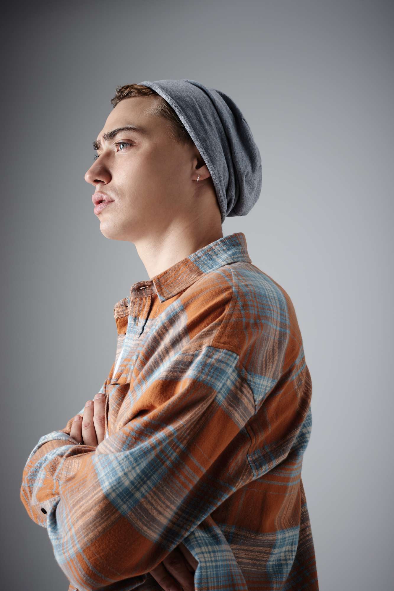 Jersey Beanie mit Rollsaum und Elasthan